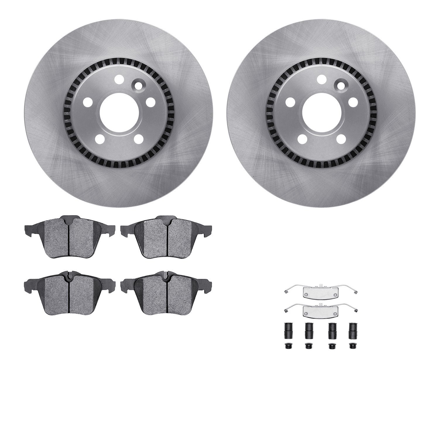 6512-27283 Brake Rotors w/5000 Advanced Brake Pads Kit with Hardware, 2007-2018 Volvo, Position: Front