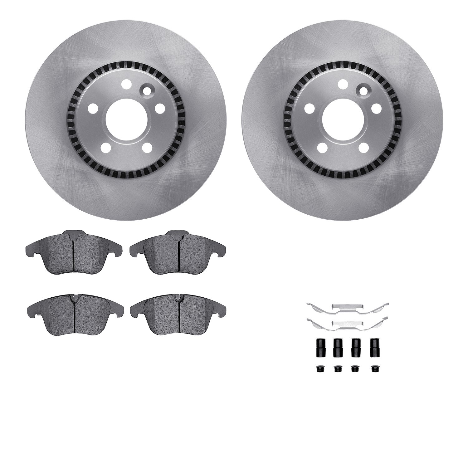6512-27285 Brake Rotors w/5000 Advanced Brake Pads Kit with Hardware, 2008-2015 Land Rover, Position: Front