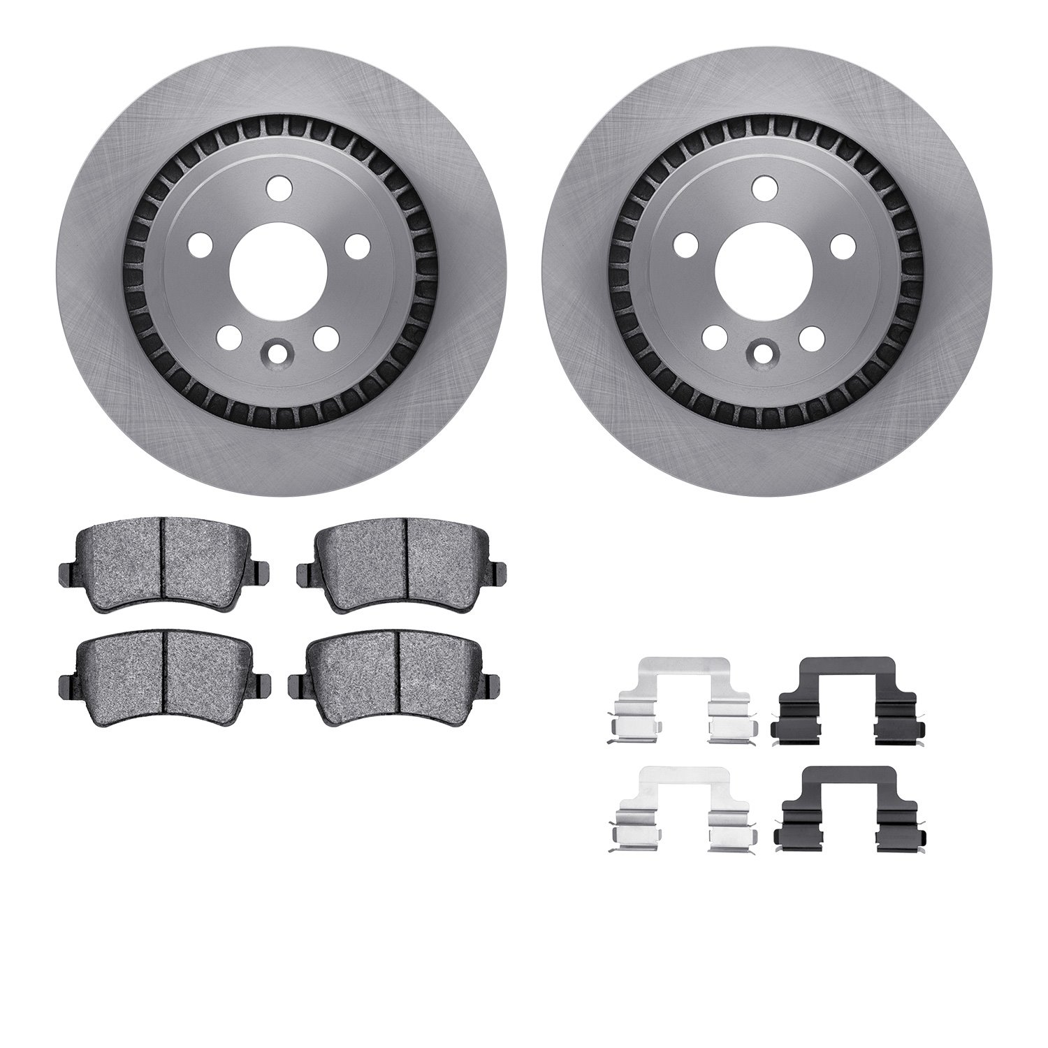 6512-27299 Brake Rotors w/5000 Advanced Brake Pads Kit with Hardware, 2010-2017 Volvo, Position: Rear