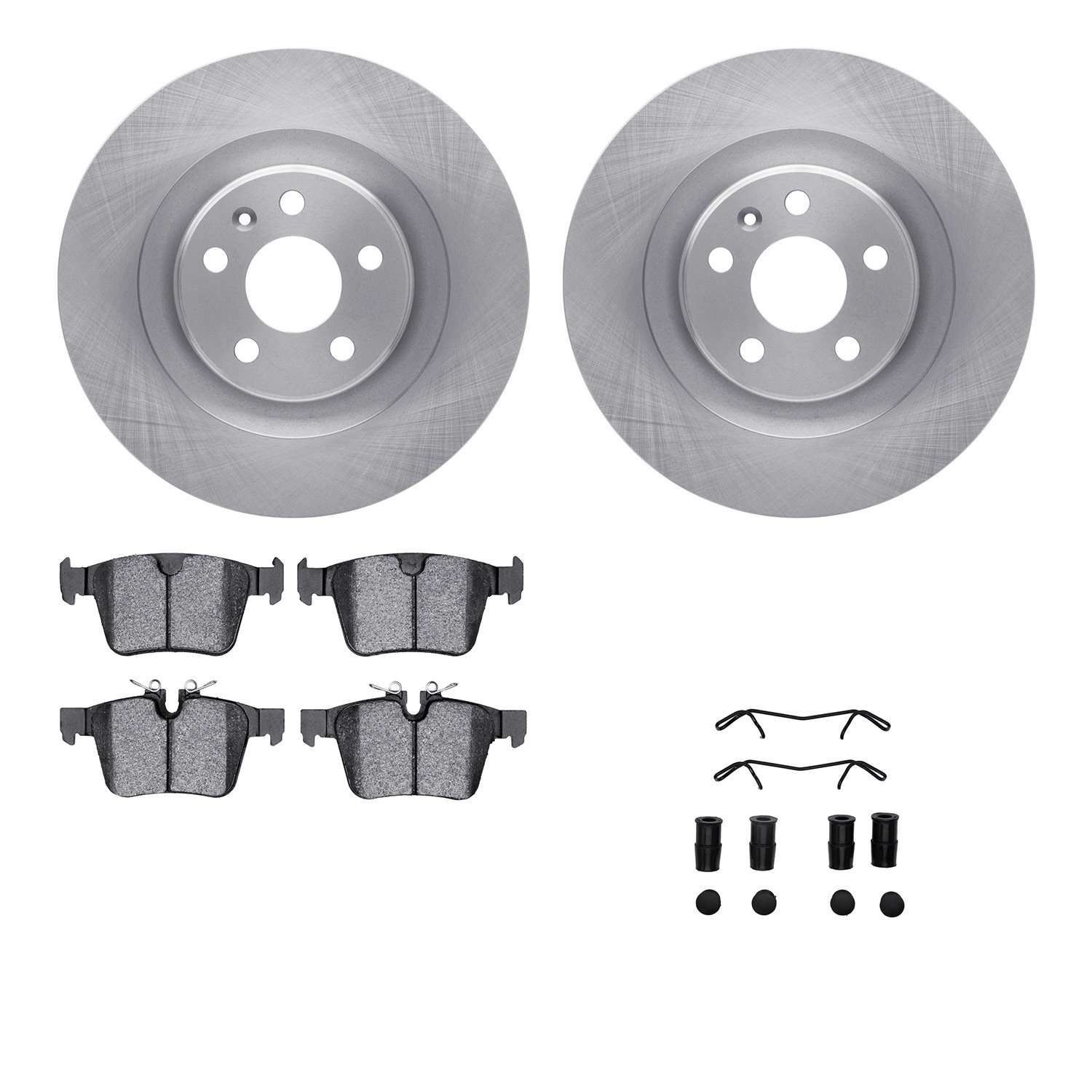 6512-27317 Brake Rotors w/5000 Advanced Brake Pads Kit with Hardware, 2016-2020 Volvo, Position: Rear