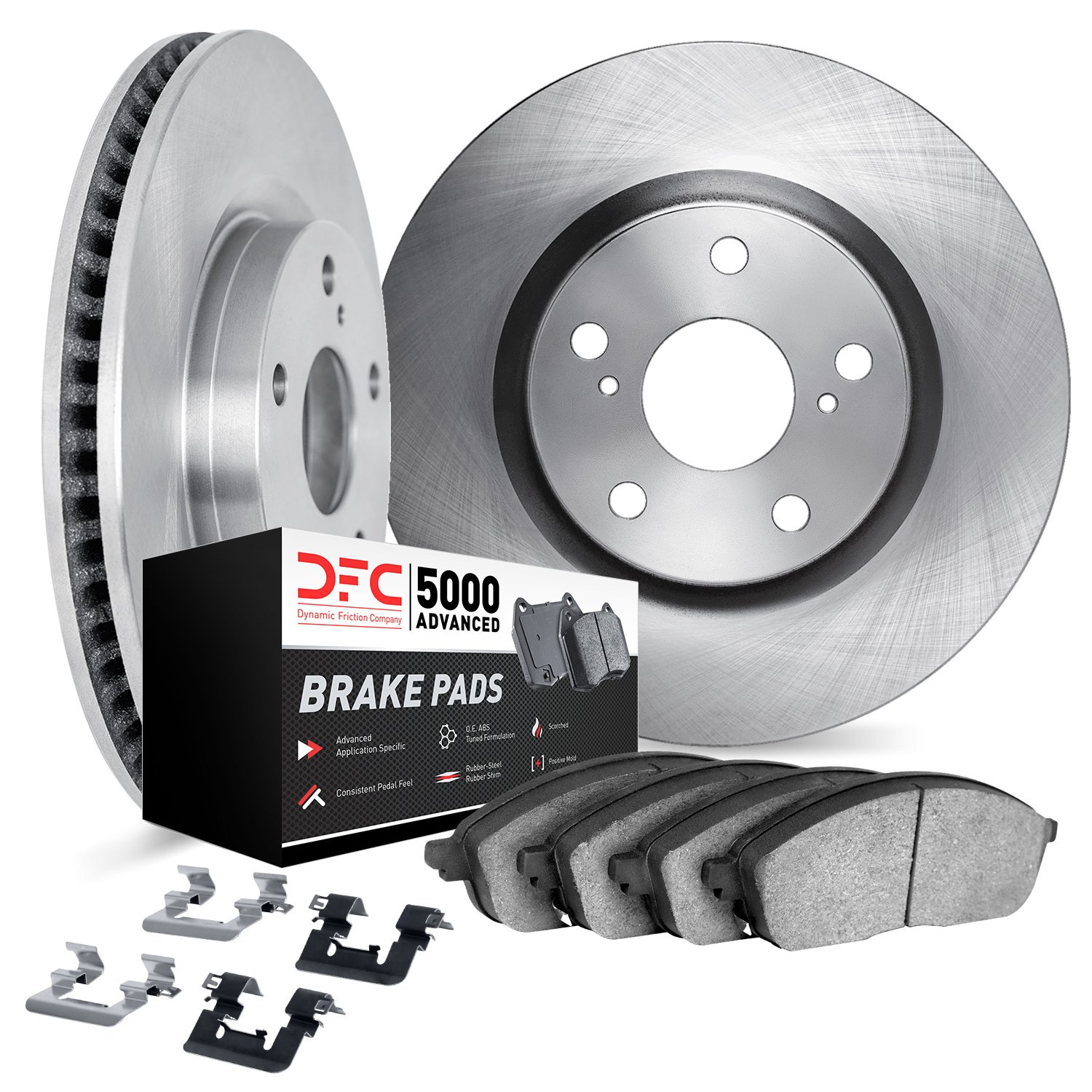 6512-27340 Brake Rotors w/5000 Advanced Brake Pads Kit with Hardware, 2016-2017 Volvo, Position: Front