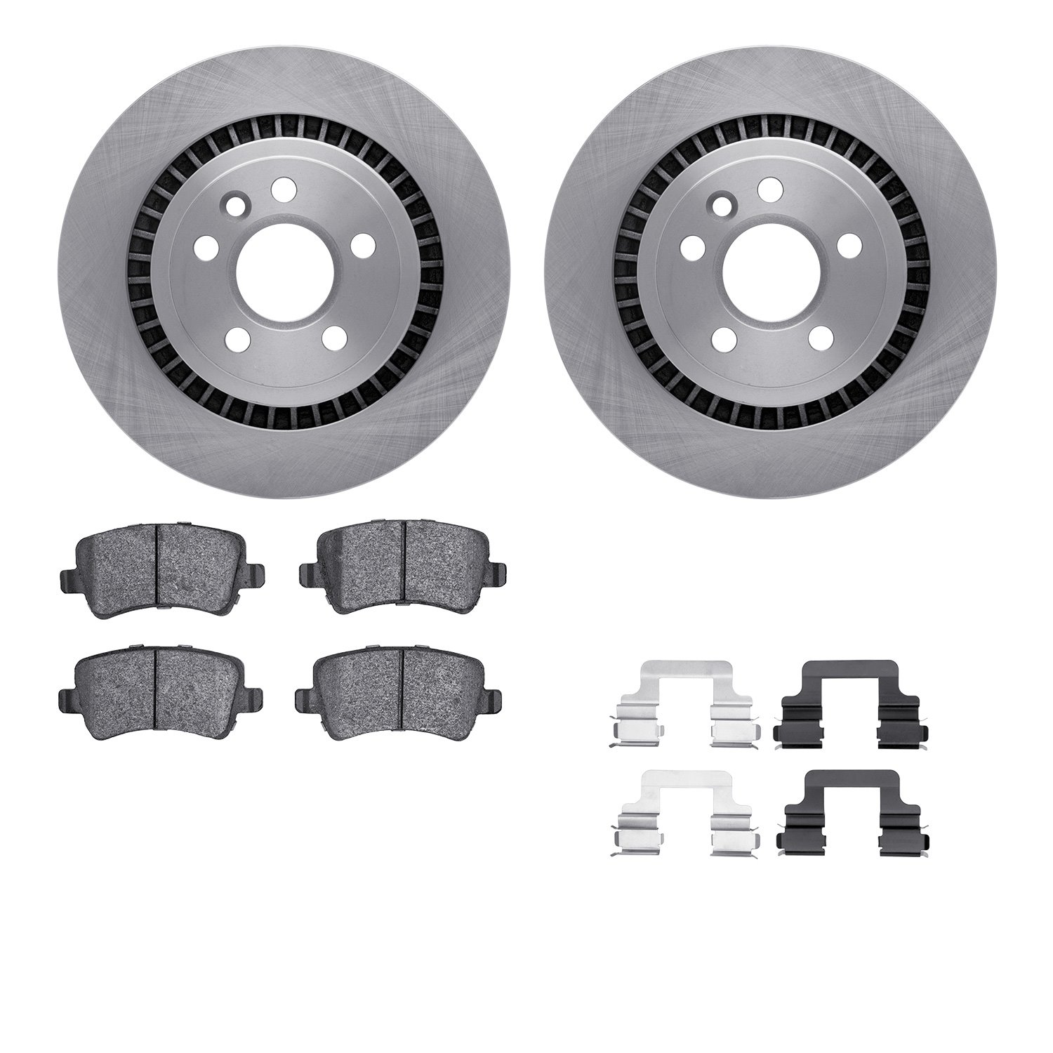 6512-27355 Brake Rotors w/5000 Advanced Brake Pads Kit with Hardware, 2016-2018 Volvo, Position: Rear