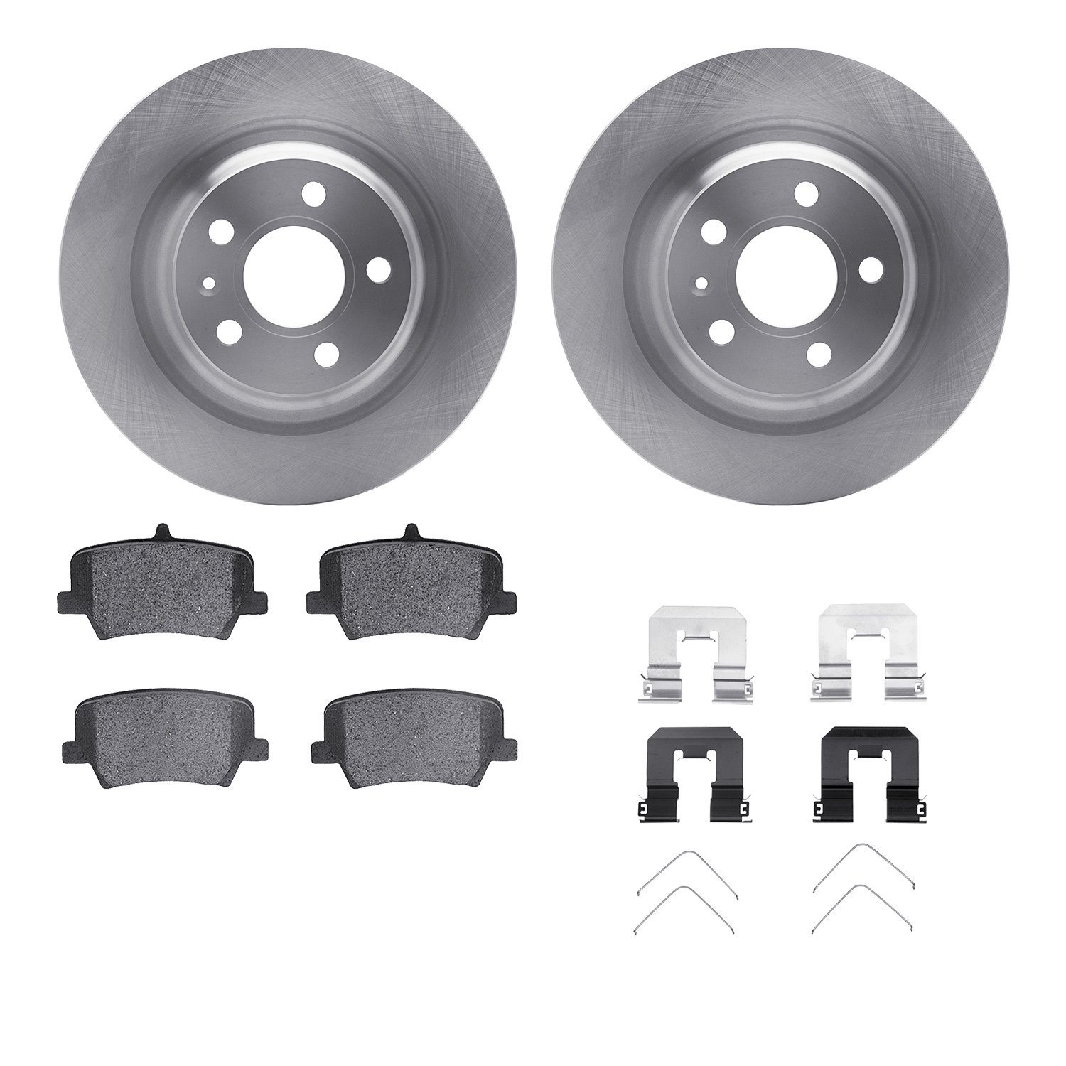 6512-27366 Brake Rotors w/5000 Advanced Brake Pads Kit with Hardware, Fits Select Volvo, Position: Rear