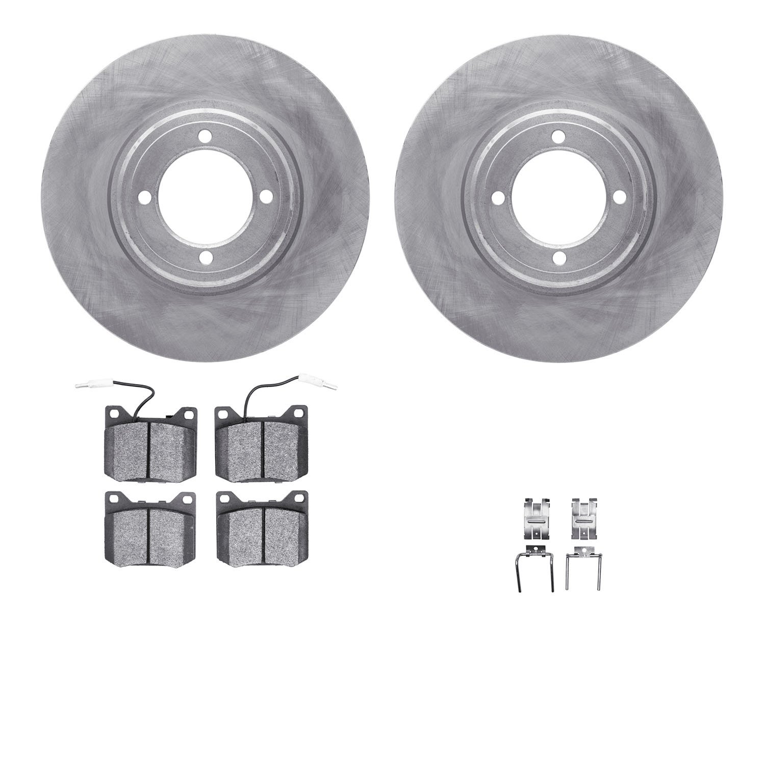 6512-28001 Brake Rotors w/5000 Advanced Brake Pads Kit with Hardware, 1969-1983 Peugeot, Position: Front