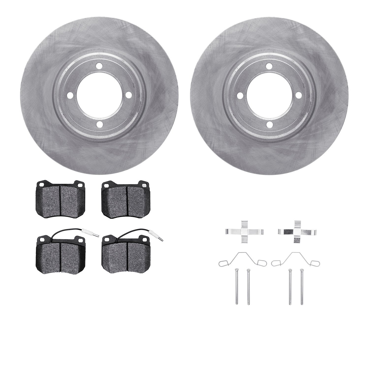 6512-28003 Brake Rotors w/5000 Advanced Brake Pads Kit with Hardware, 1980-1989 Peugeot, Position: Front
