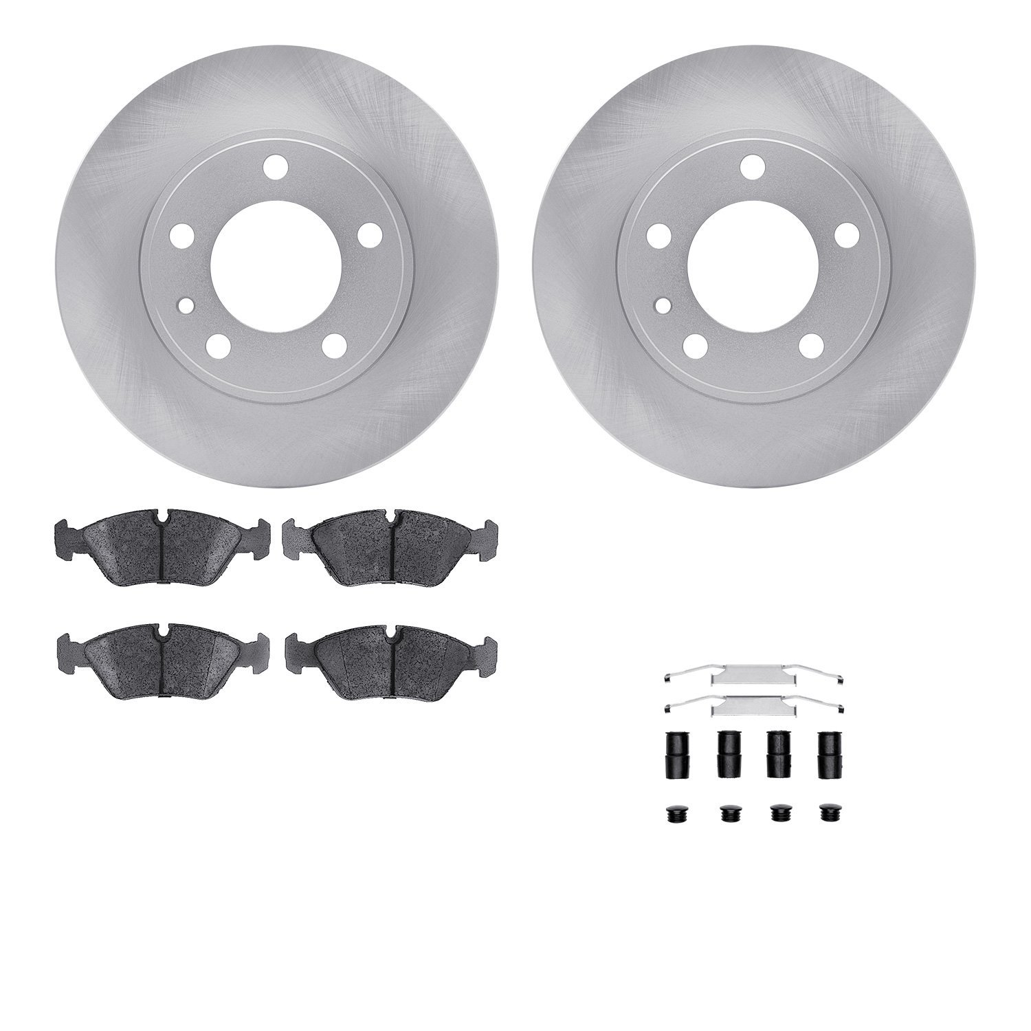 6512-31179 Brake Rotors w/5000 Advanced Brake Pads Kit with Hardware, 1982-1989 BMW, Position: Front