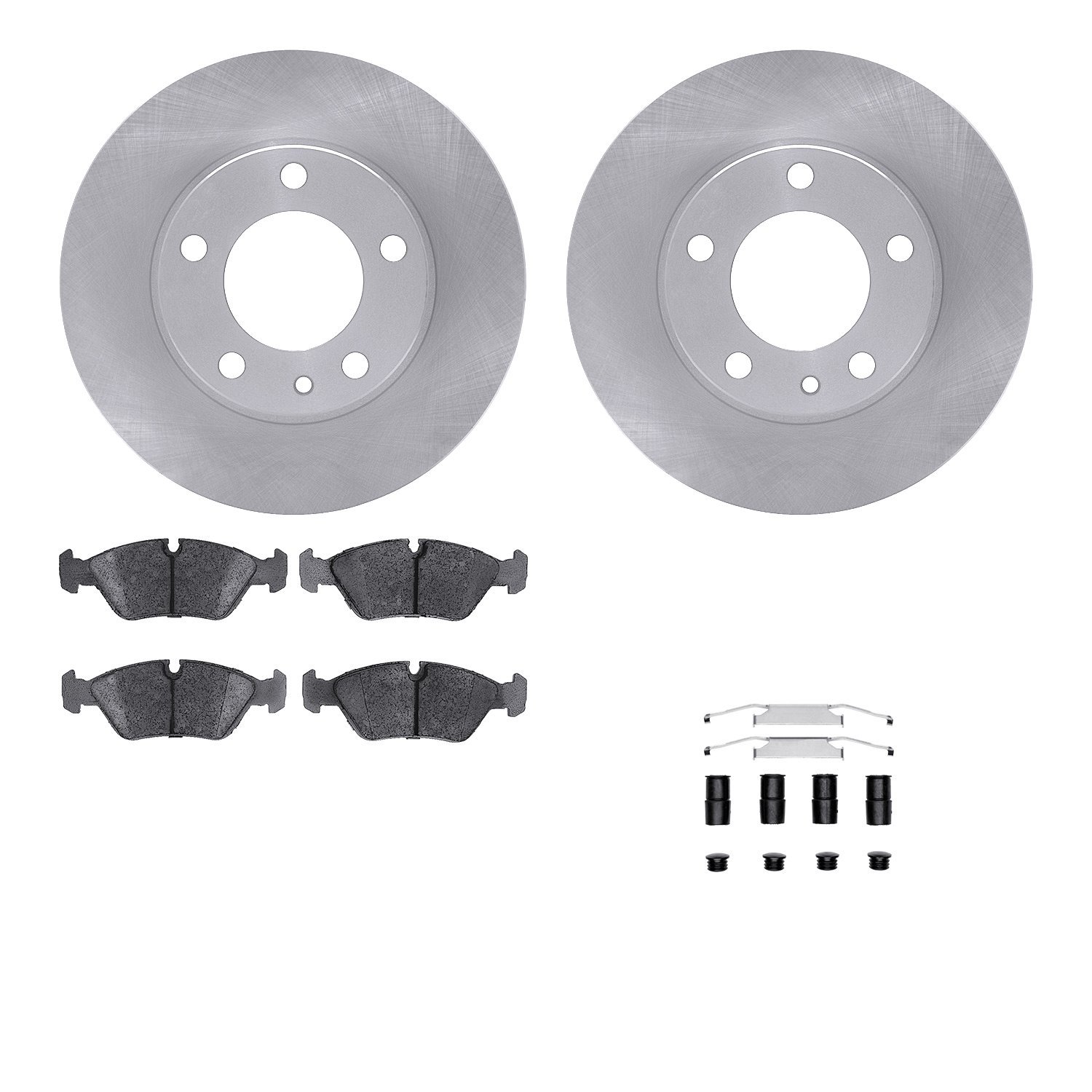 6512-31185 Brake Rotors w/5000 Advanced Brake Pads Kit with Hardware, 1982-1988 BMW, Position: Front