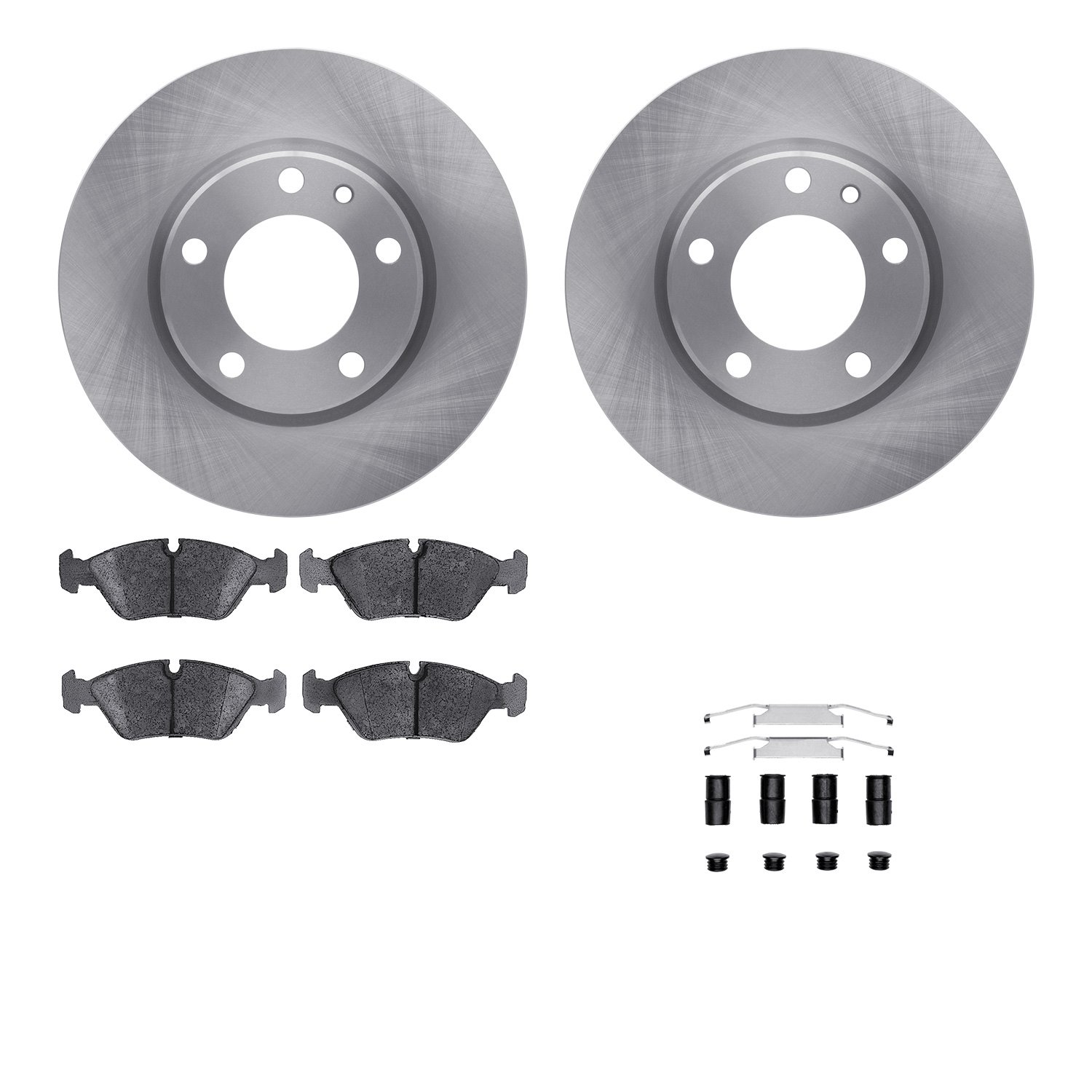 6512-31218 Brake Rotors w/5000 Advanced Brake Pads Kit with Hardware, 1988-1991 BMW, Position: Front