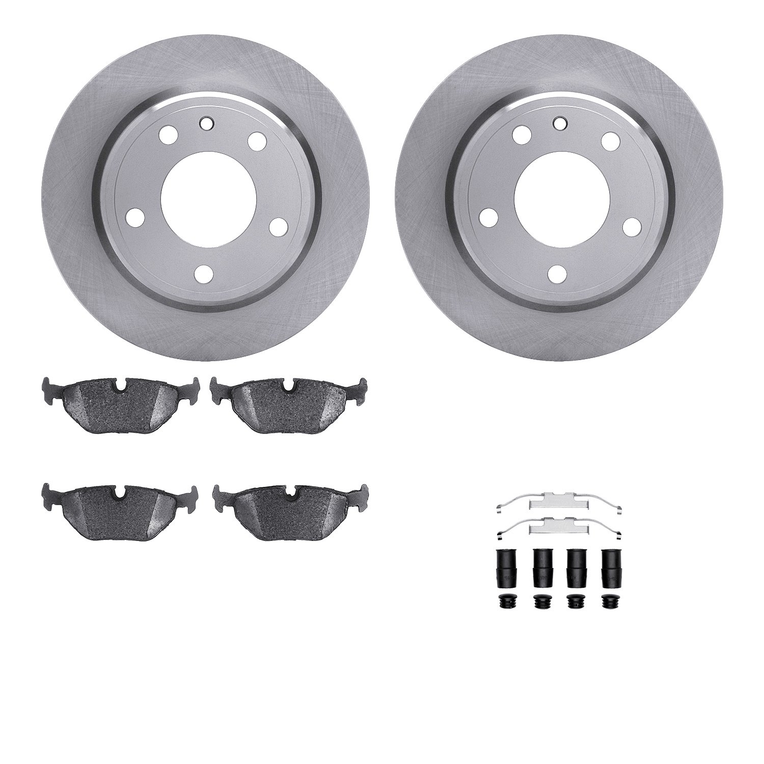 6512-31230 Brake Rotors w/5000 Advanced Brake Pads Kit with Hardware, 1988-1991 BMW, Position: Rear