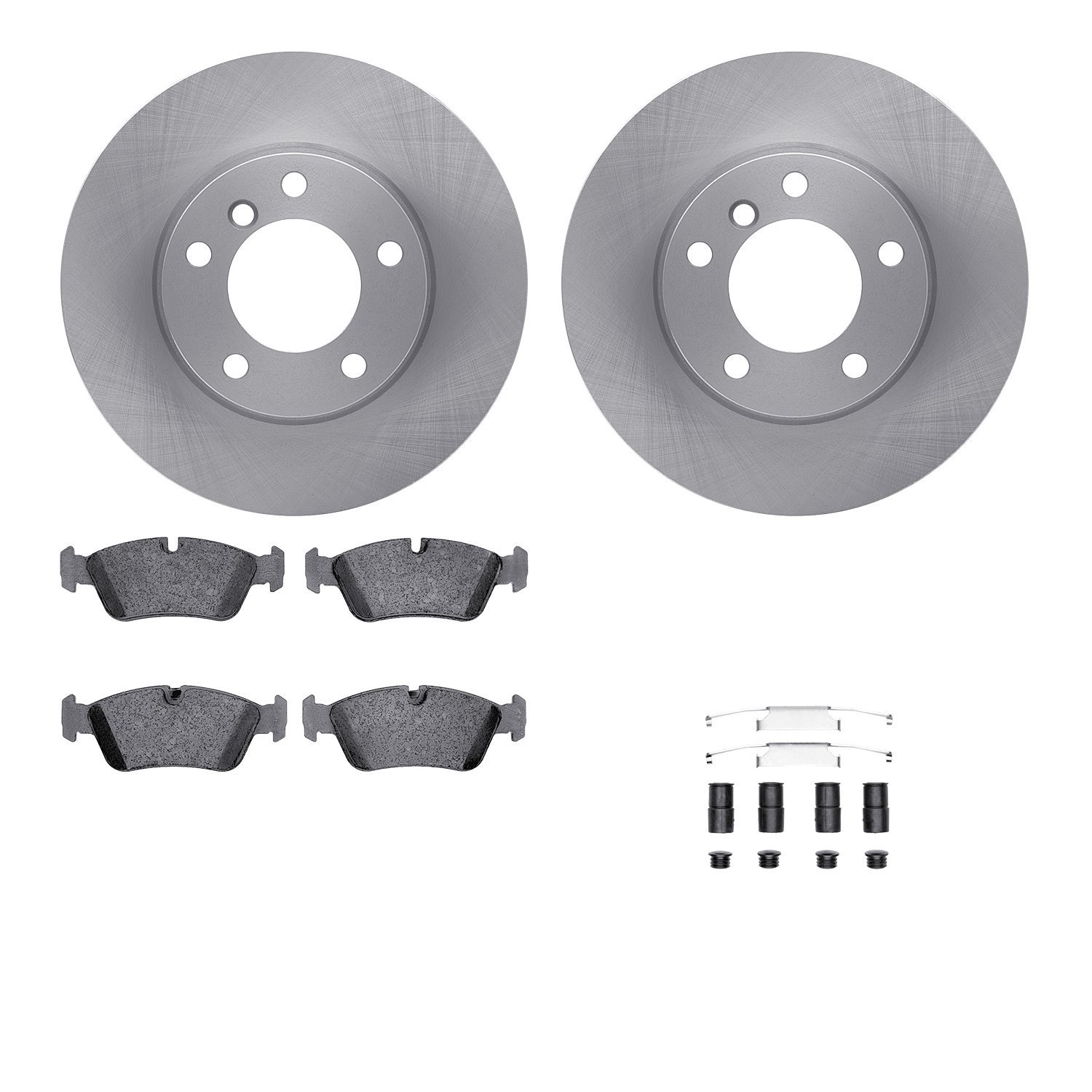 6512-31233 Brake Rotors w/5000 Advanced Brake Pads Kit with Hardware, 1991-1998 BMW, Position: Front