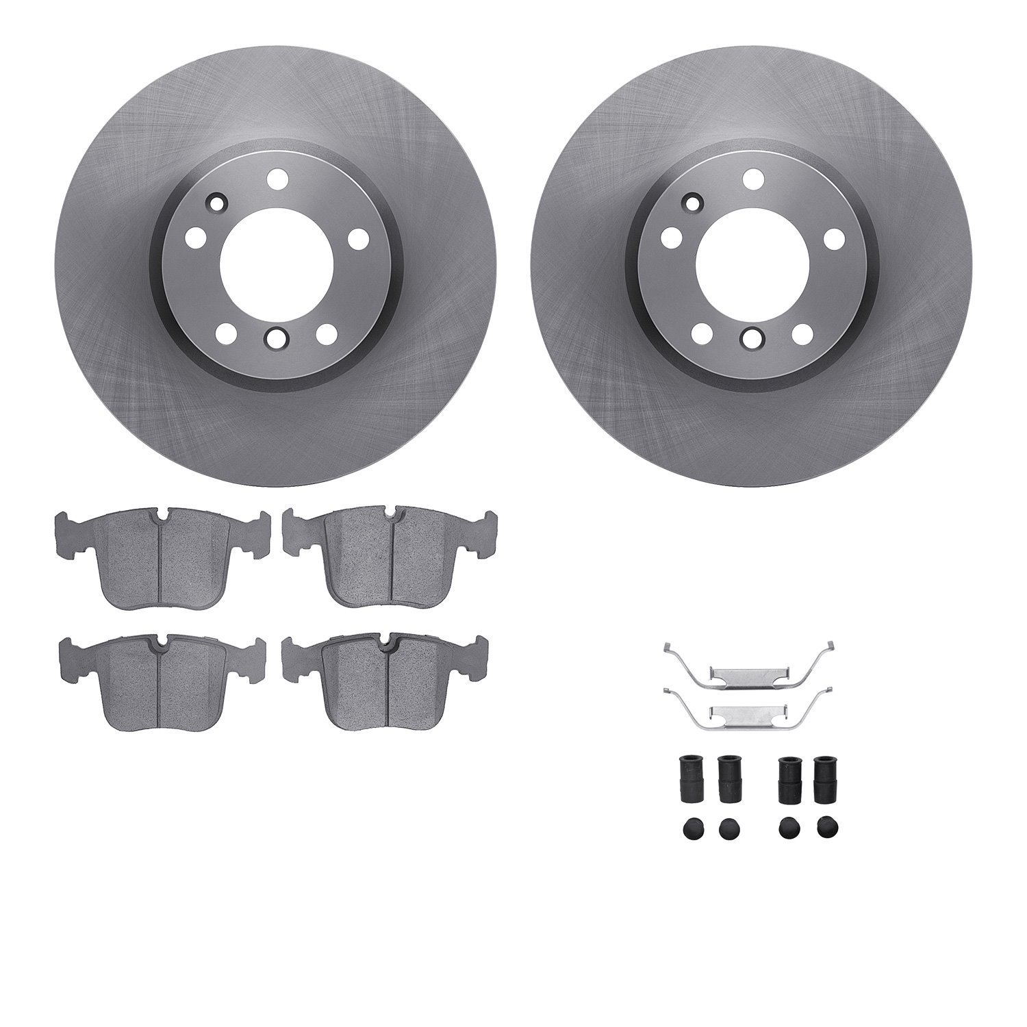 6512-31266 Brake Rotors w/5000 Advanced Brake Pads Kit with Hardware, 1994-1995 BMW, Position: Front