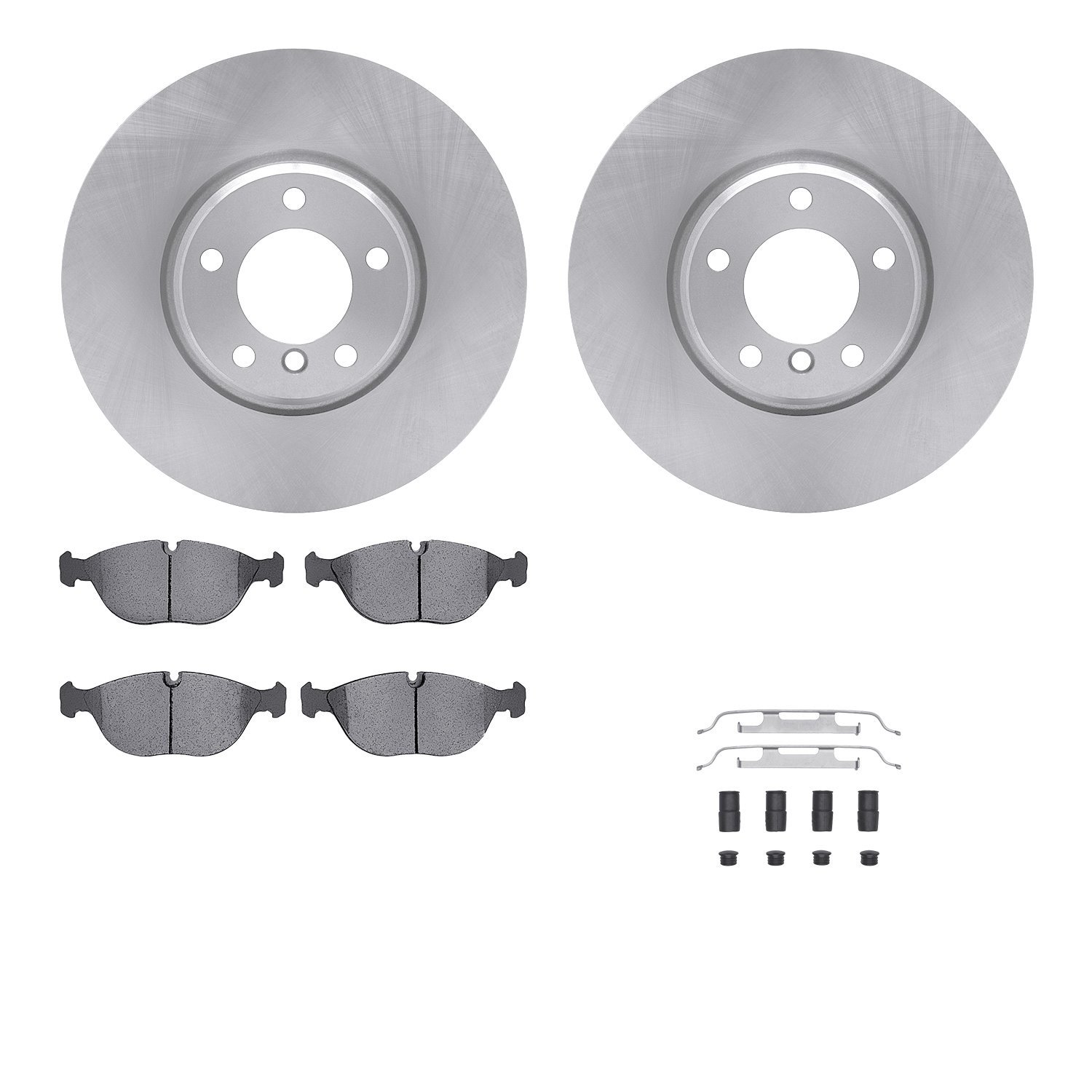 6512-31282 Brake Rotors w/5000 Advanced Brake Pads Kit with Hardware, 1995-2001 BMW, Position: Front