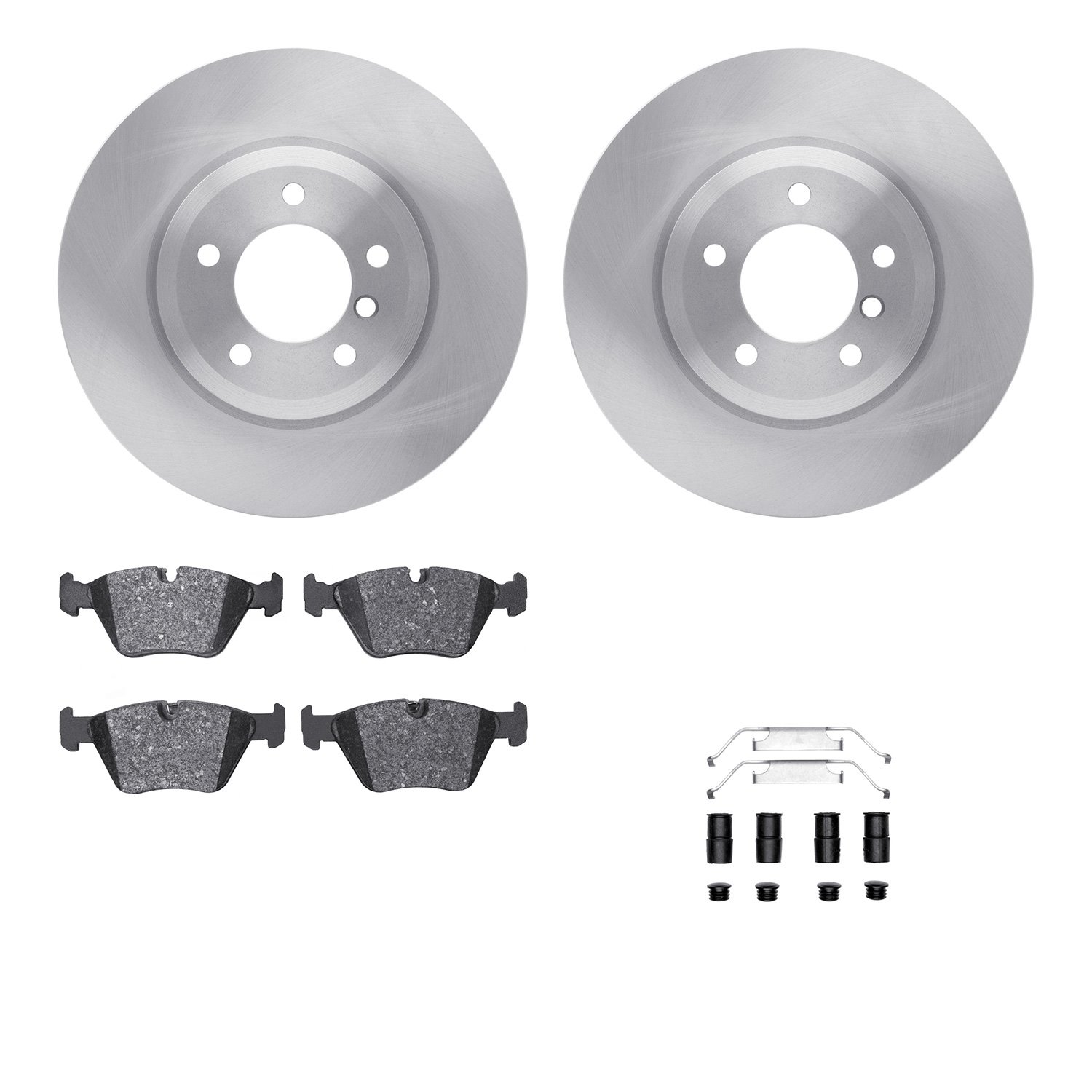 6512-31319 Brake Rotors w/5000 Advanced Brake Pads Kit with Hardware, 2001-2008 BMW, Position: Front