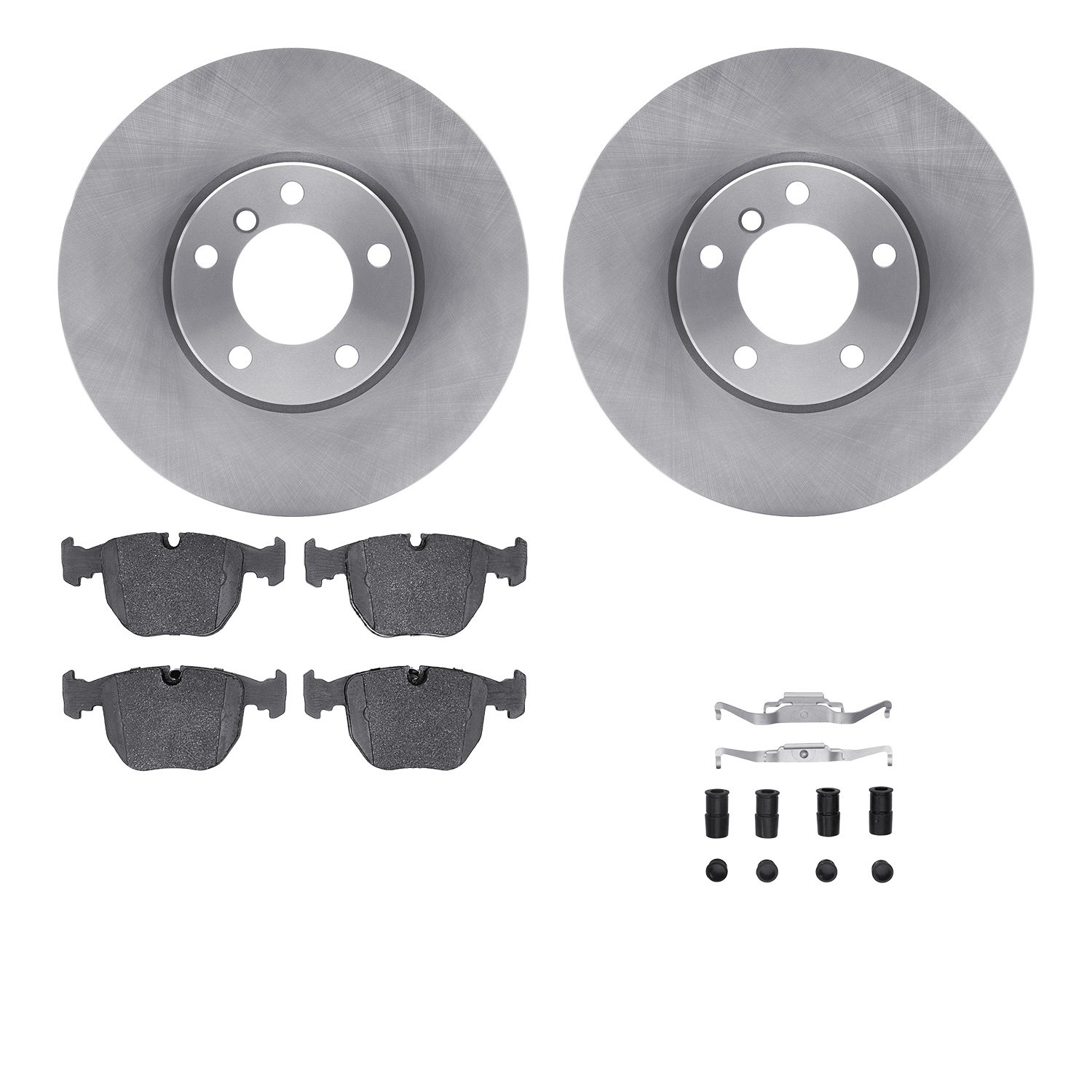 6512-31334 Brake Rotors w/5000 Advanced Brake Pads Kit with Hardware, 2000-2003 BMW, Position: Front