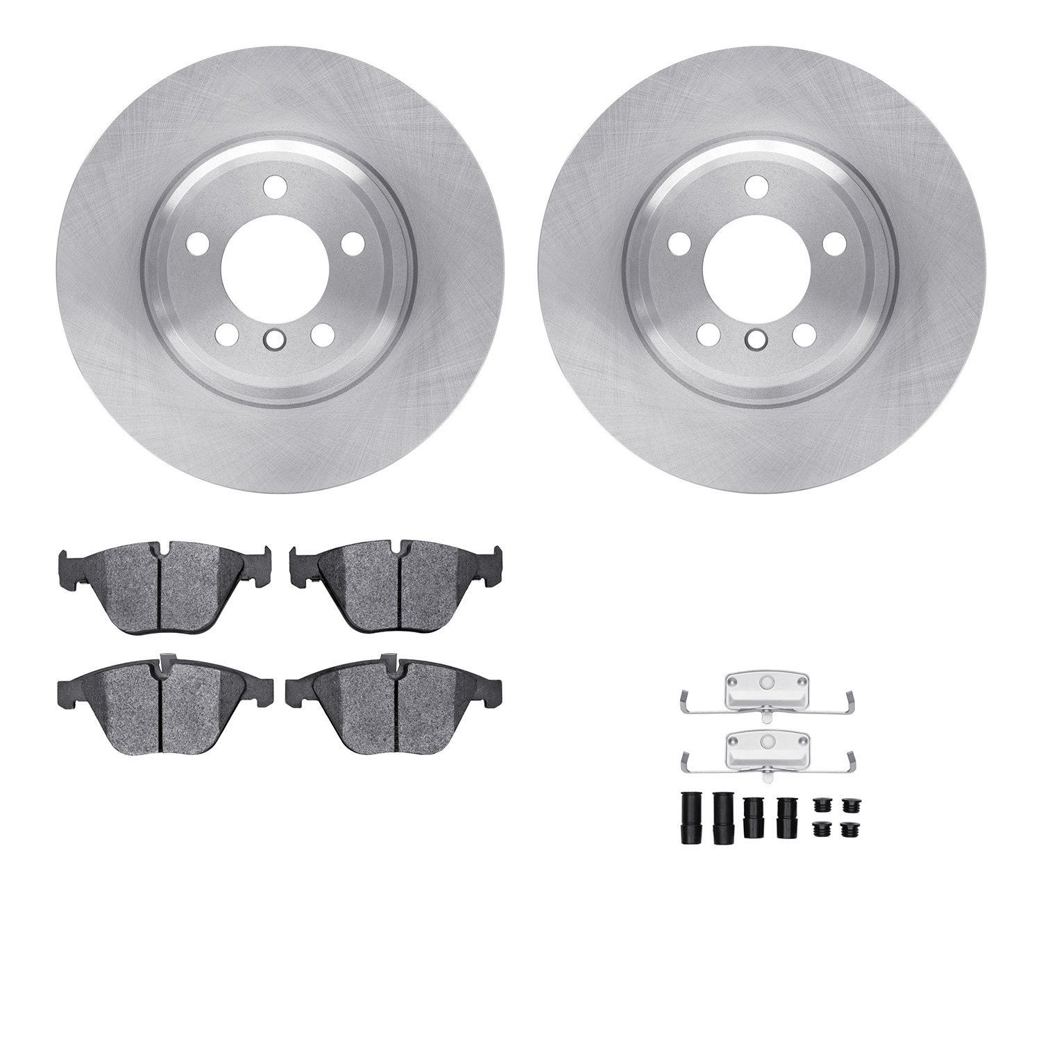 6512-31358 Brake Rotors w/5000 Advanced Brake Pads Kit with Hardware, 2002-2008 BMW, Position: Front