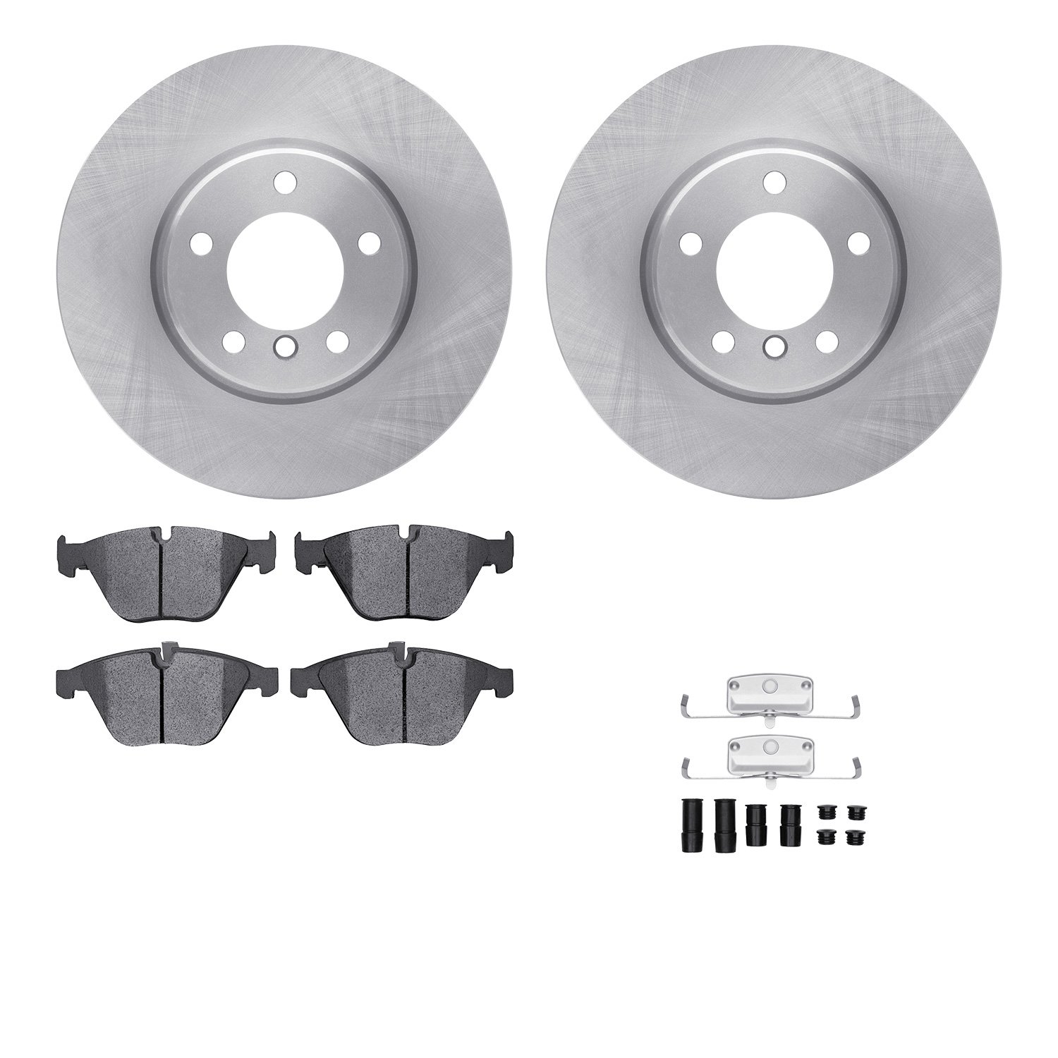 6512-31378 Brake Rotors w/5000 Advanced Brake Pads Kit with Hardware, 2004-2010 BMW, Position: Front