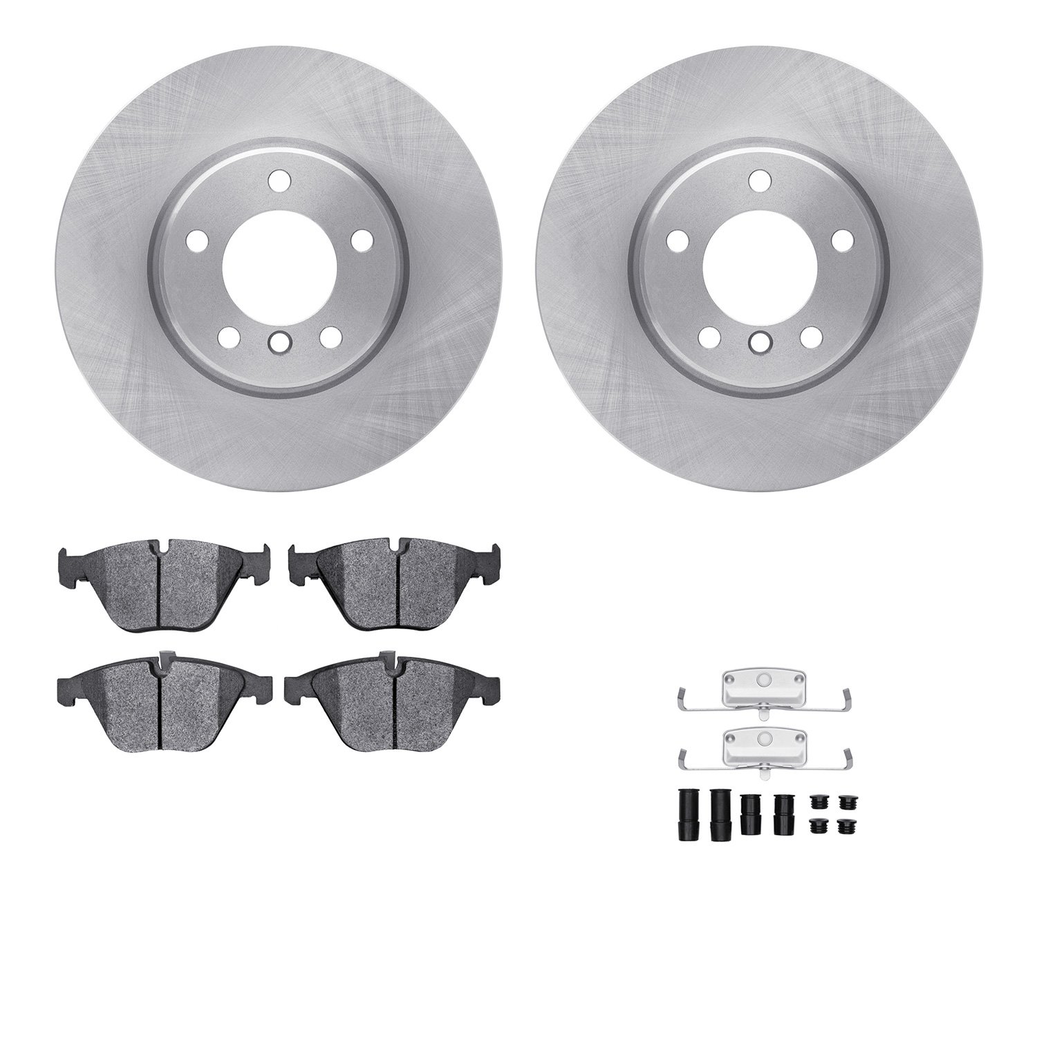 6512-31379 Brake Rotors w/5000 Advanced Brake Pads Kit with Hardware, 2004-2010 BMW, Position: Front