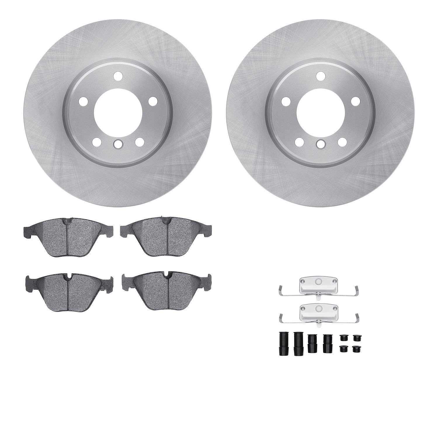 6512-31380 Brake Rotors w/5000 Advanced Brake Pads Kit with Hardware, 2008-2010 BMW, Position: Front