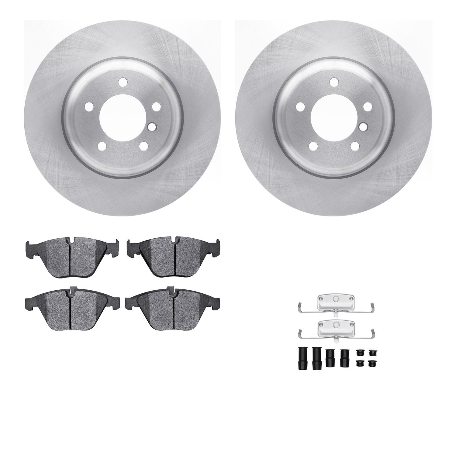 6512-31388 Brake Rotors w/5000 Advanced Brake Pads Kit with Hardware, 2004-2010 BMW, Position: Front