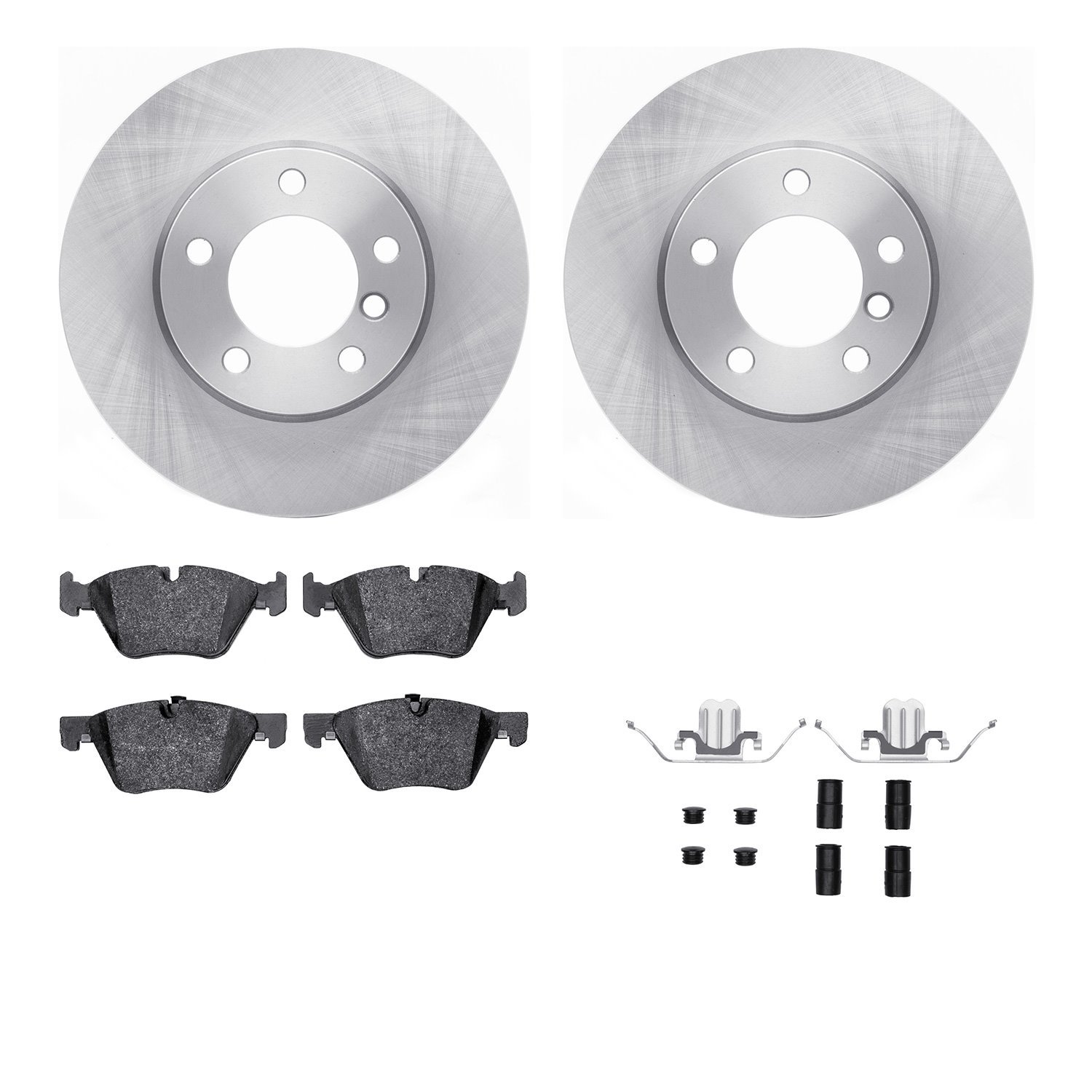 6512-31402 Brake Rotors w/5000 Advanced Brake Pads Kit with Hardware, 2006-2007 BMW, Position: Front