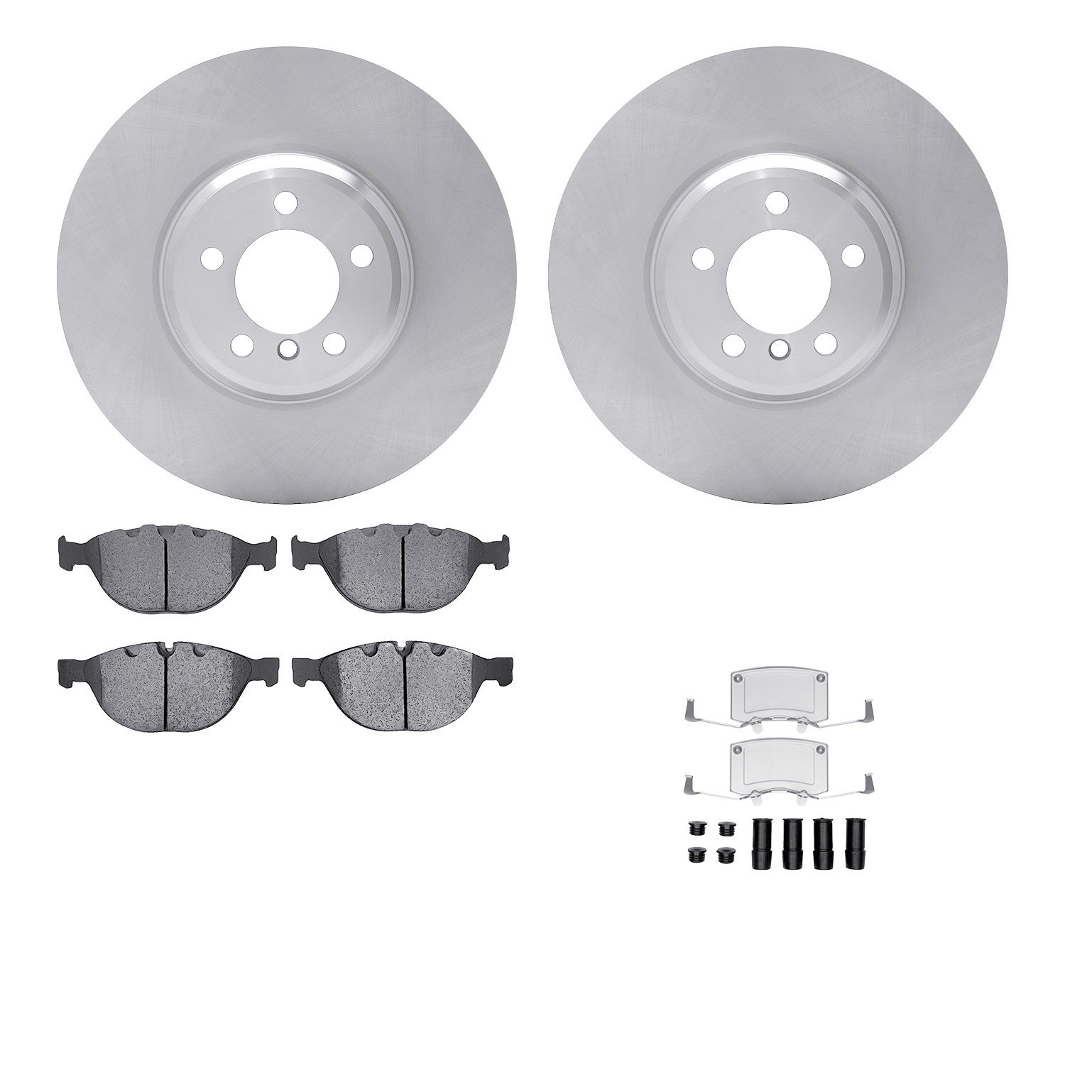 6512-31449 Brake Rotors w/5000 Advanced Brake Pads Kit with Hardware, 2007-2008 BMW, Position: Front