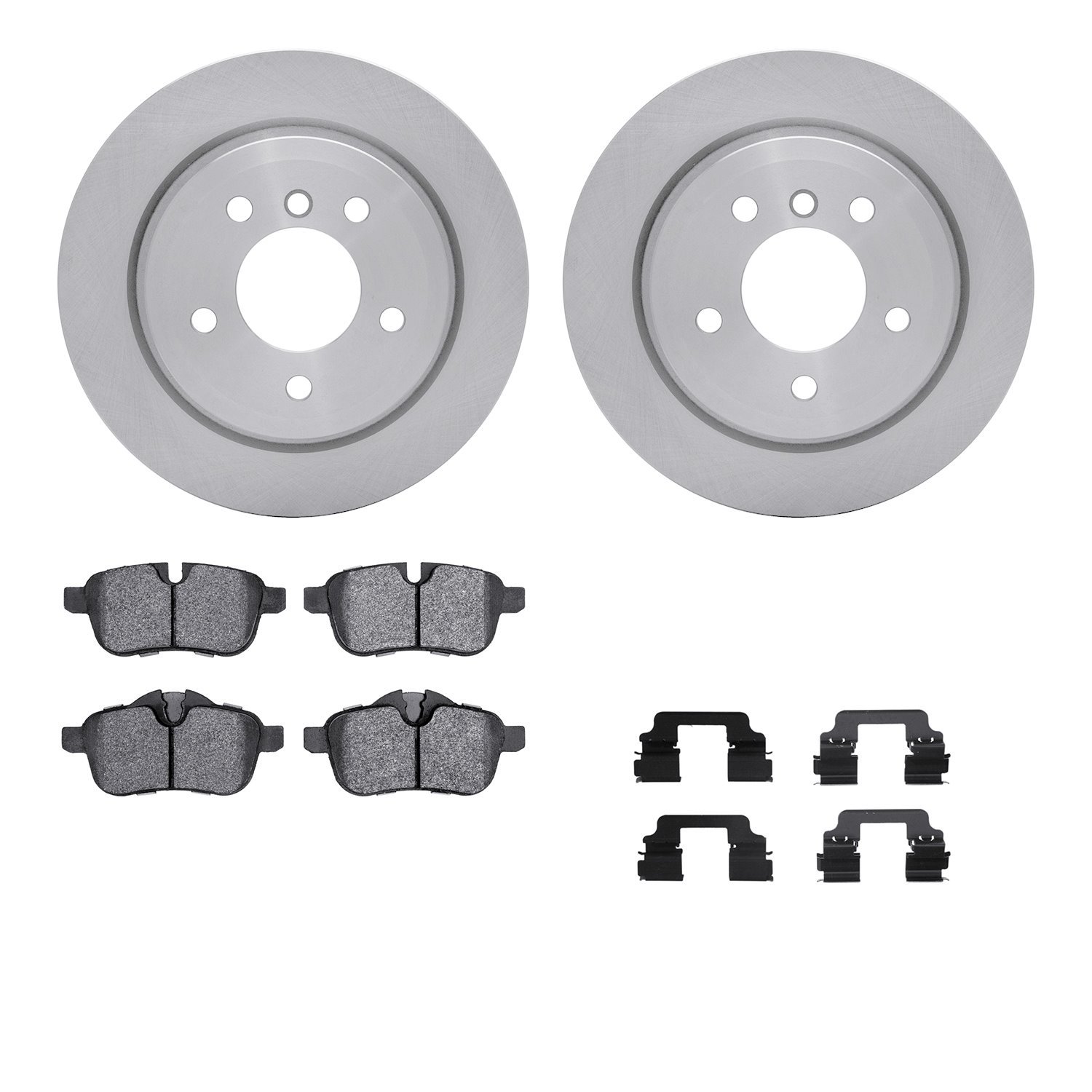 6512-31512 Brake Rotors w/5000 Advanced Brake Pads Kit with Hardware, 2011-2016 BMW, Position: Rear