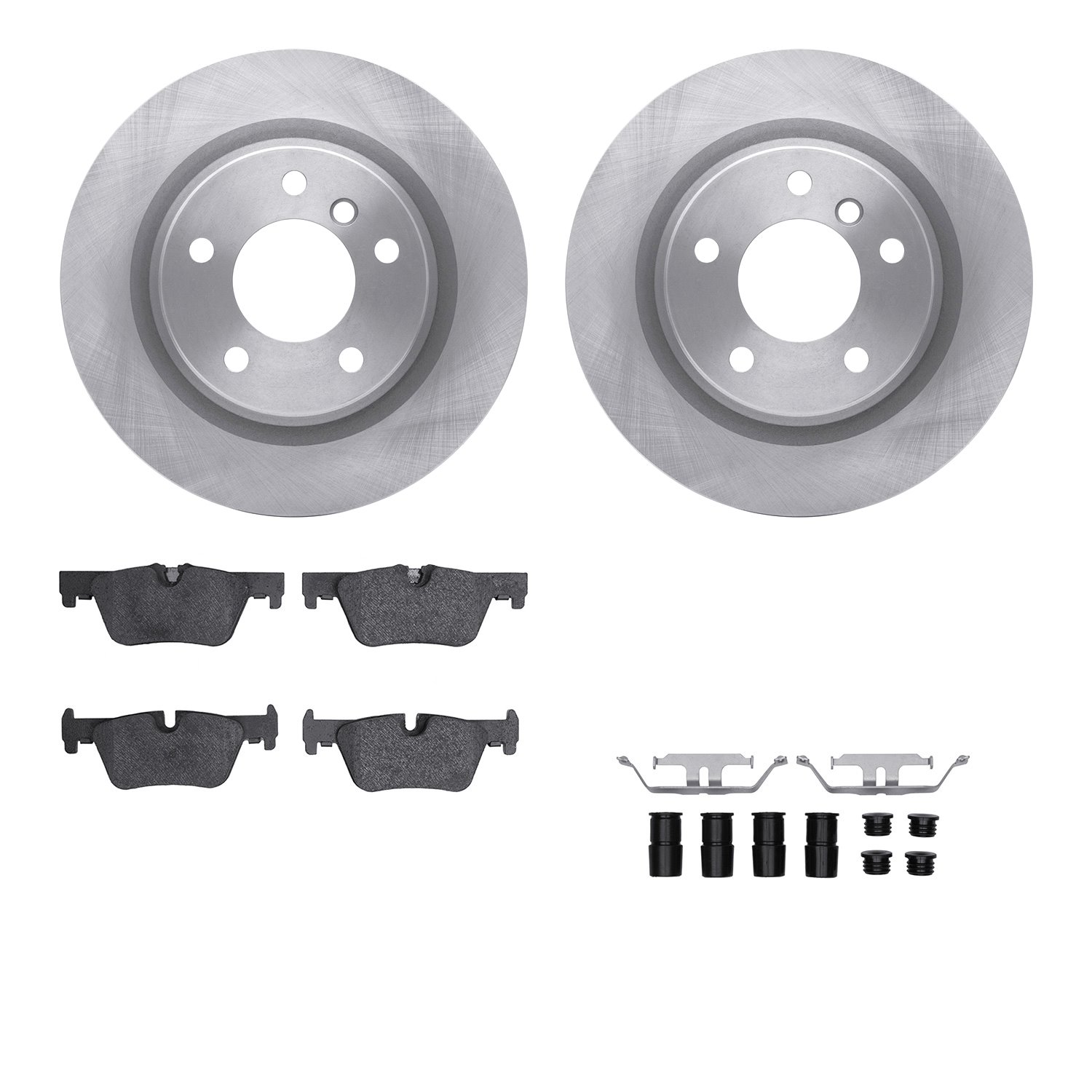 6512-31576 Brake Rotors w/5000 Advanced Brake Pads Kit with Hardware, 2012-2018 BMW, Position: Rear