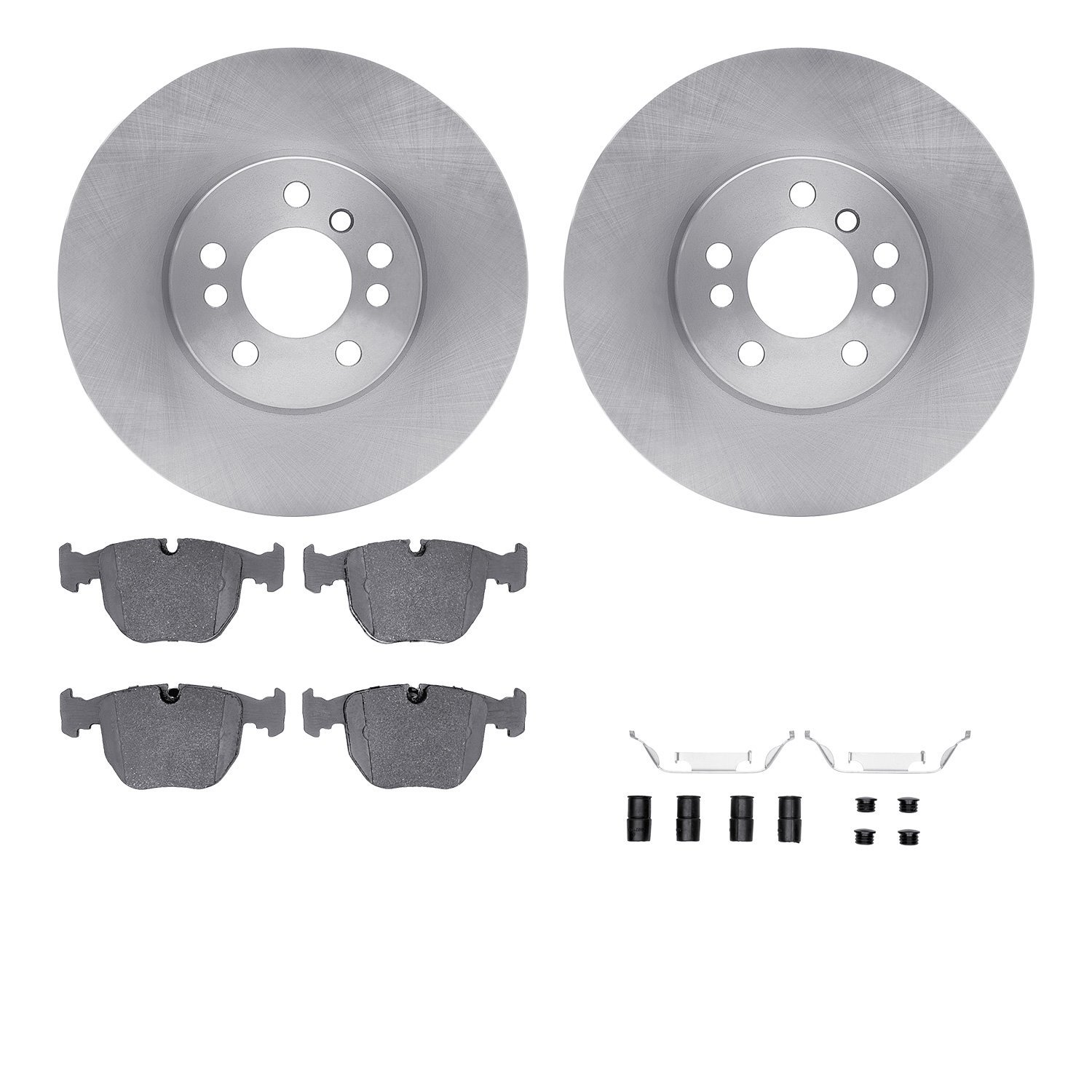 6512-31639 Brake Rotors w/5000 Advanced Brake Pads Kit with Hardware, 2000-2006 BMW, Position: Front