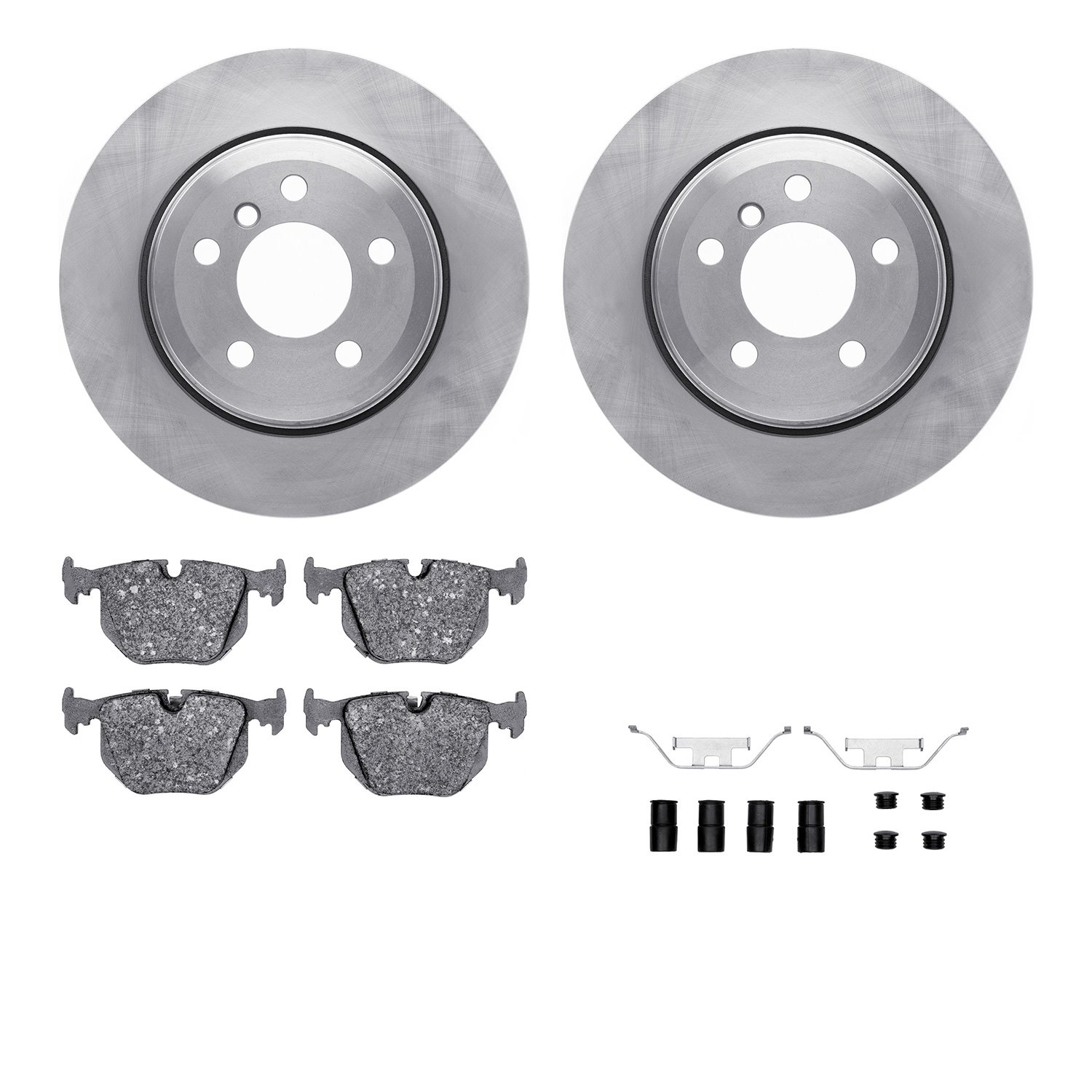 6512-31664 Brake Rotors w/5000 Advanced Brake Pads Kit with Hardware, 2004-2010 BMW, Position: Rear