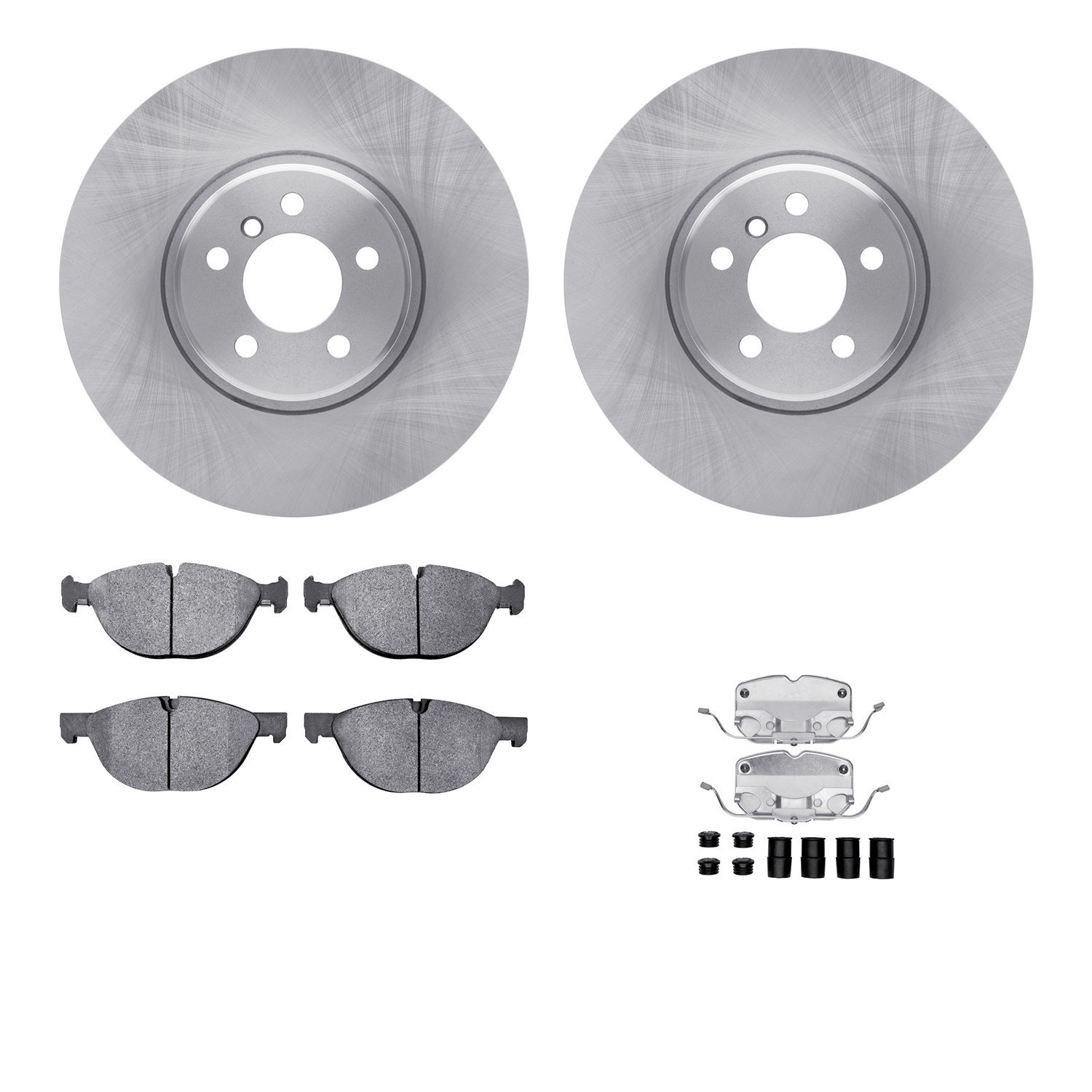 6512-31690 Brake Rotors w/5000 Advanced Brake Pads Kit with Hardware, 2008-2014 BMW, Position: Front