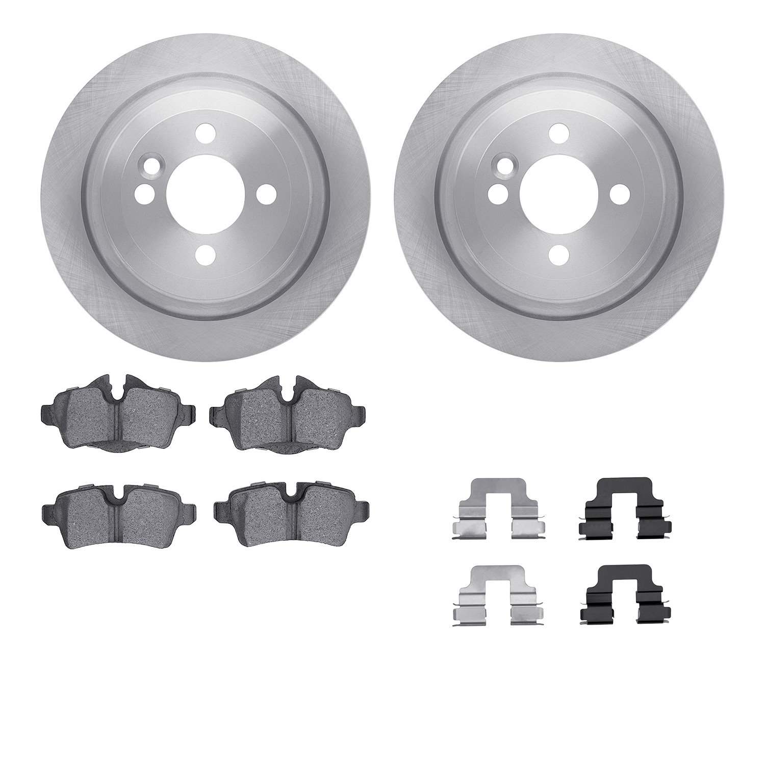 6512-32058 Brake Rotors w/5000 Advanced Brake Pads Kit with Hardware, 2009-2014 Mini, Position: Rear