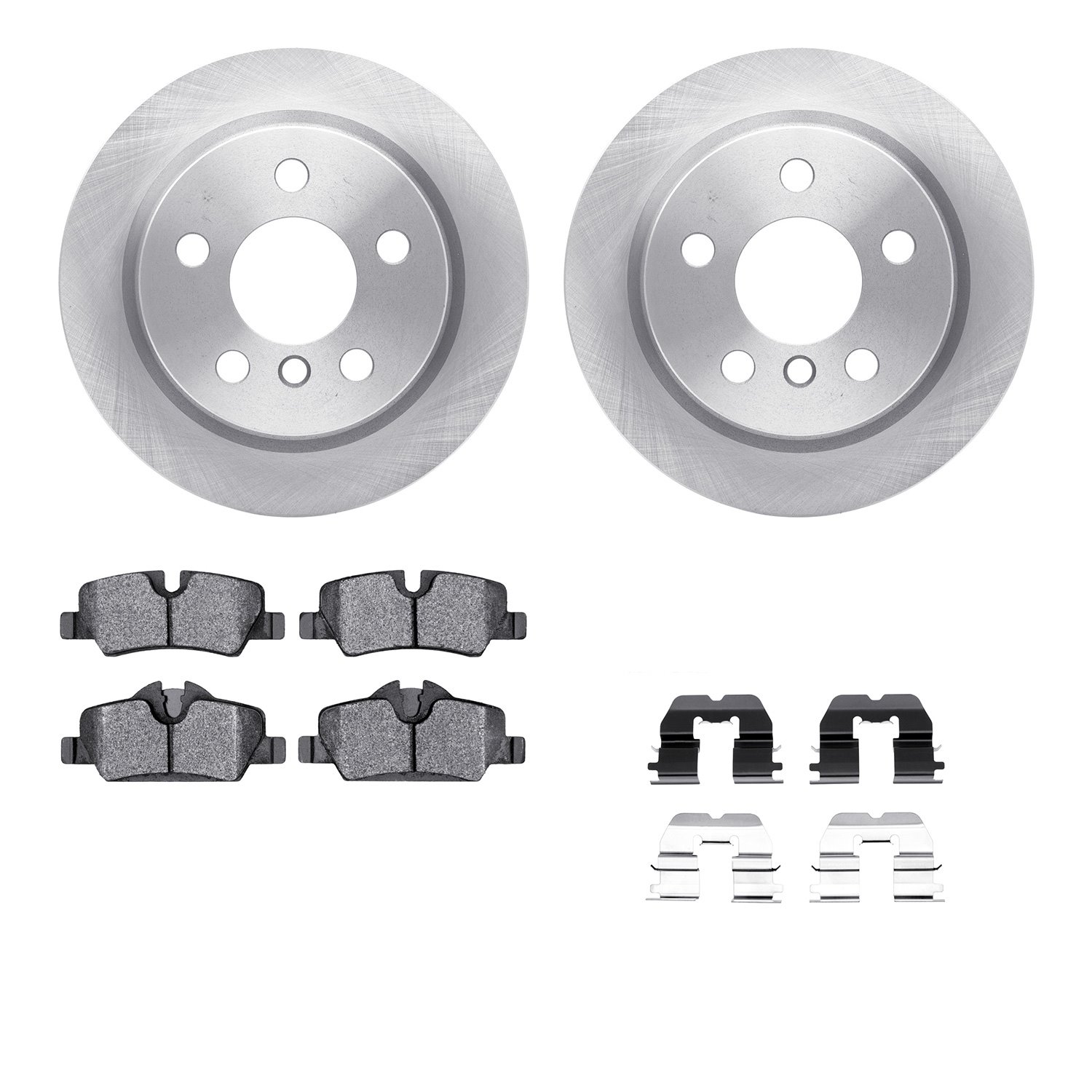 6512-32082 Brake Rotors w/5000 Advanced Brake Pads Kit with Hardware, Fits Select Mini, Position: Rear