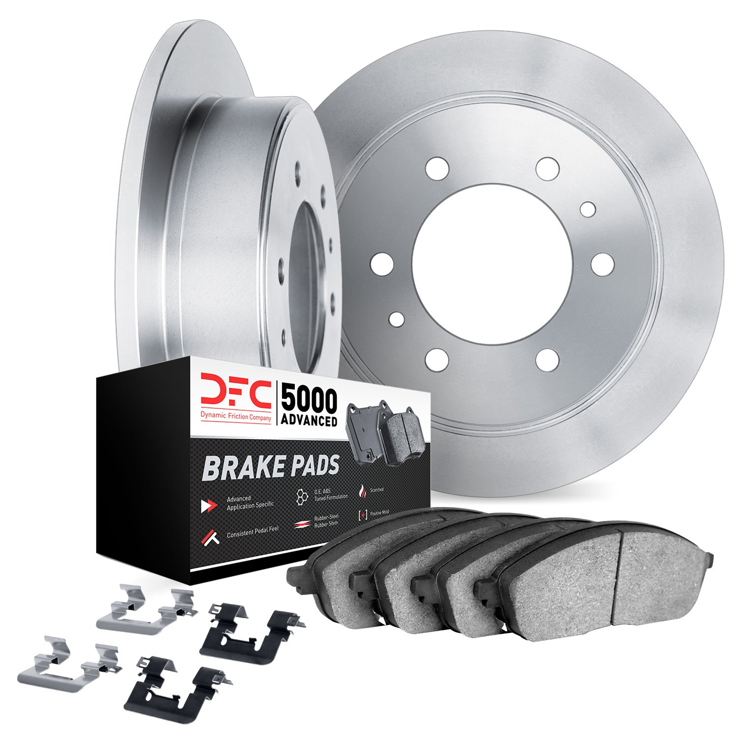 6512-37007 Brake Rotors w/5000 Advanced Brake Pads Kit with Hardware, 1978-1980 GM, Position: Front