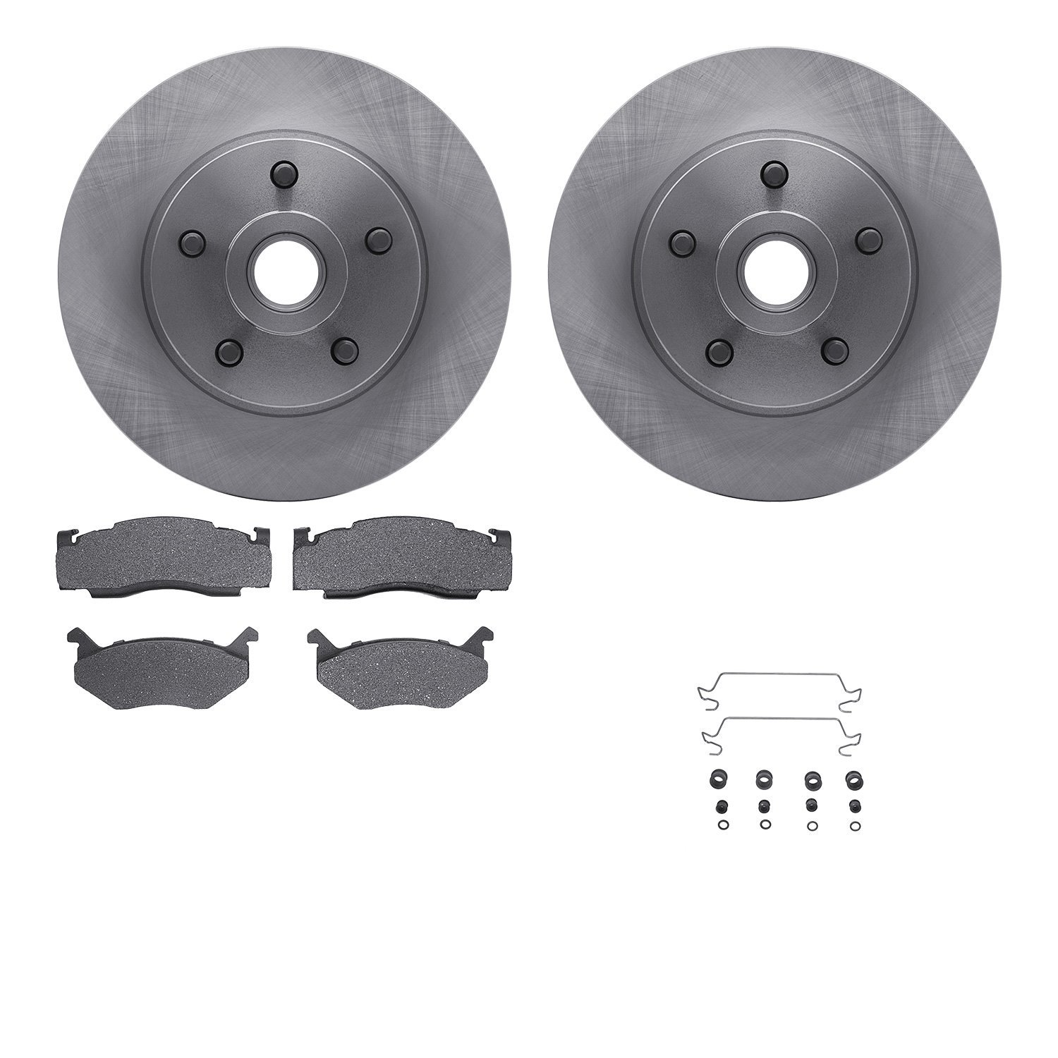 6512-39038 Brake Rotors w/5000 Advanced Brake Pads Kit with Hardware, 1975-1975 Mopar, Position: Front