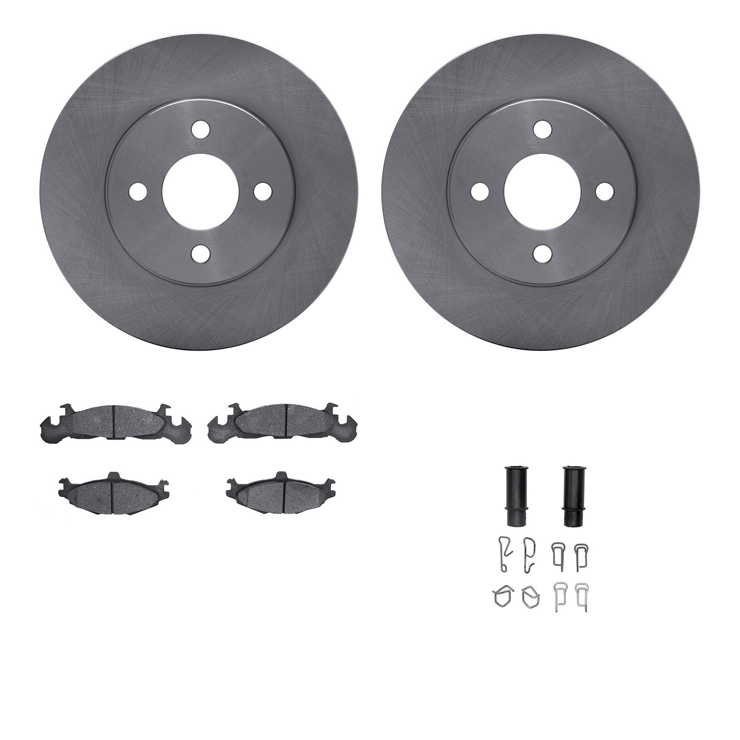 6512-39058 Brake Rotors w/5000 Advanced Brake Pads Kit with Hardware, 1984-1988 Mopar, Position: Front