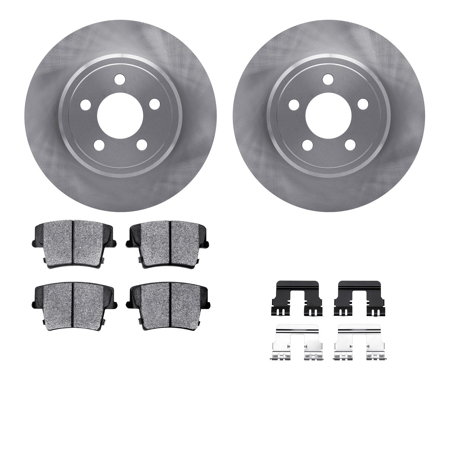 6512-39102 Brake Rotors w/5000 Advanced Brake Pads Kit with Hardware, Fits Select Mopar, Position: Rear