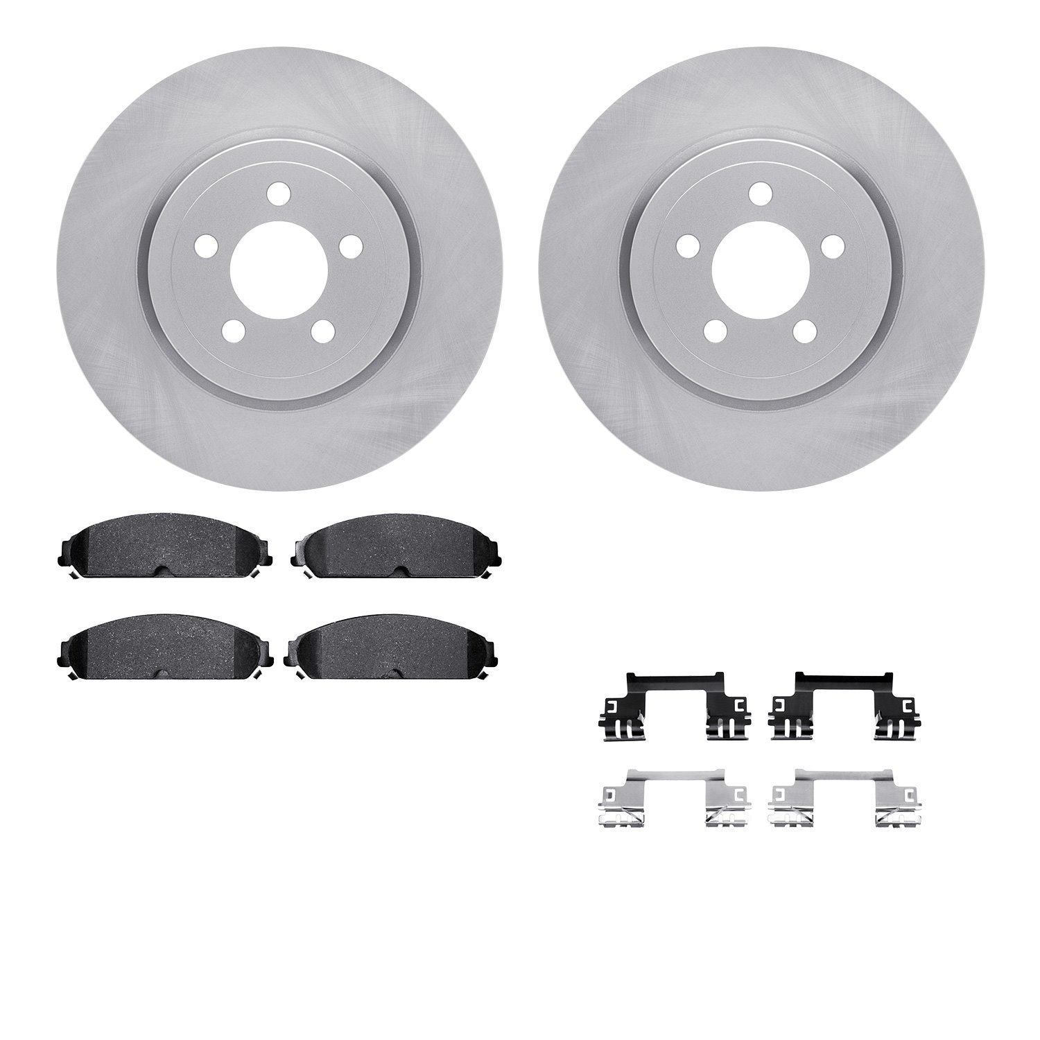 6512-39108 Brake Rotors w/5000 Advanced Brake Pads Kit with Hardware, Fits Select Mopar, Position: Front