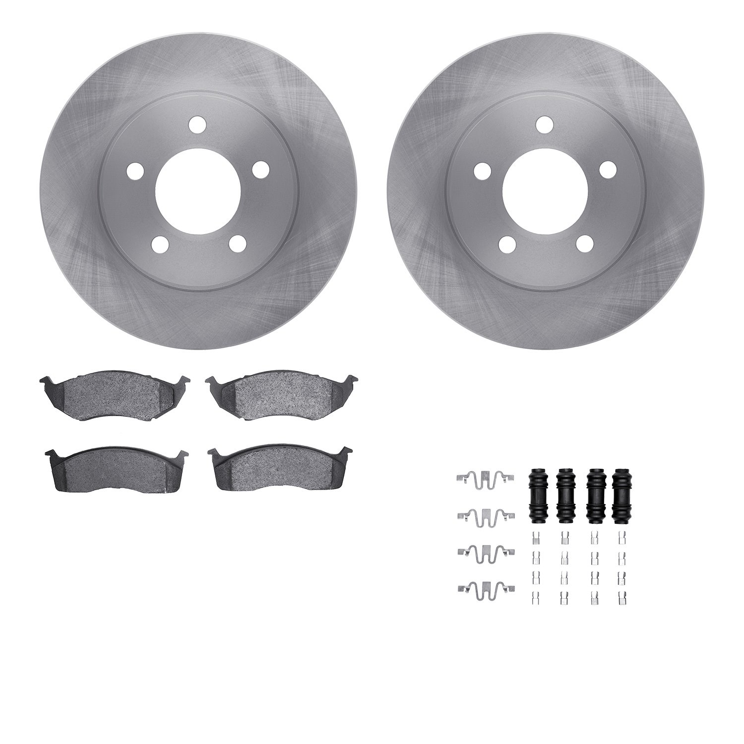 6512-40115 Brake Rotors w/5000 Advanced Brake Pads Kit with Hardware, 1993-1997 Mopar, Position: Front