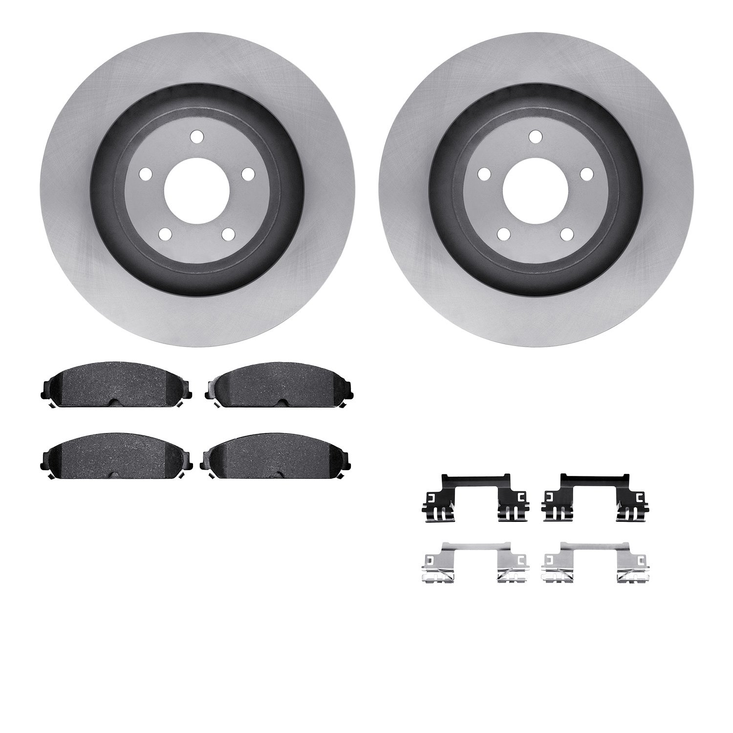 6512-40188 Brake Rotors w/5000 Advanced Brake Pads Kit with Hardware, 2013-2014 Mopar, Position: Front