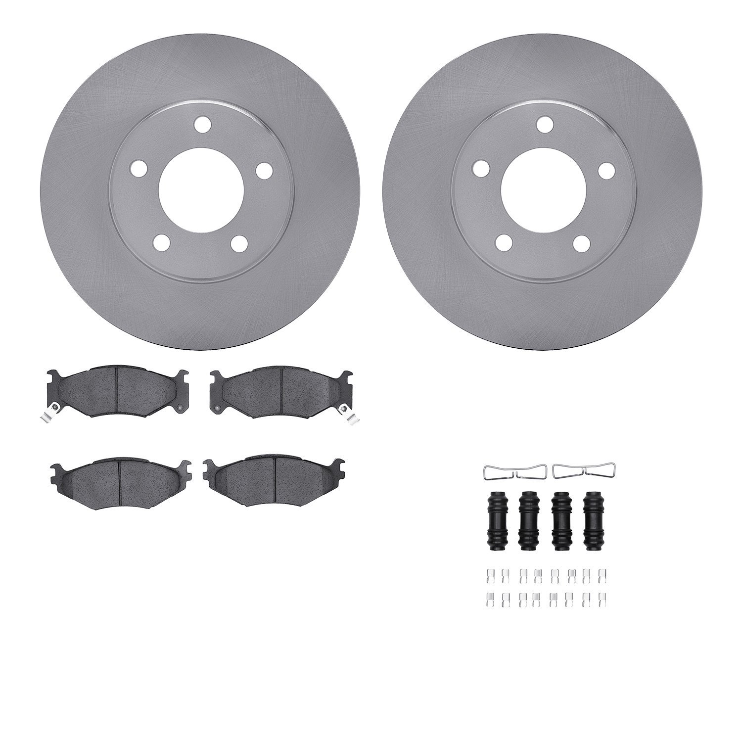 6512-40230 Brake Rotors w/5000 Advanced Brake Pads Kit with Hardware, 1991-1995 Mopar, Position: Front