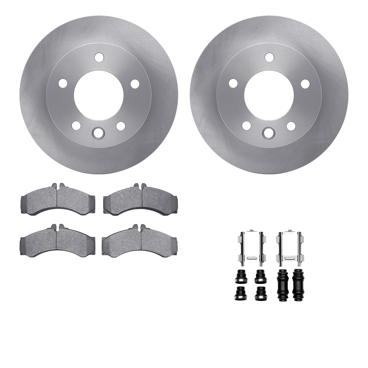 6512-40258 Brake Rotors w/5000 Advanced Brake Pads Kit with Hardware, 2003-2006 Mopar, Position: Front