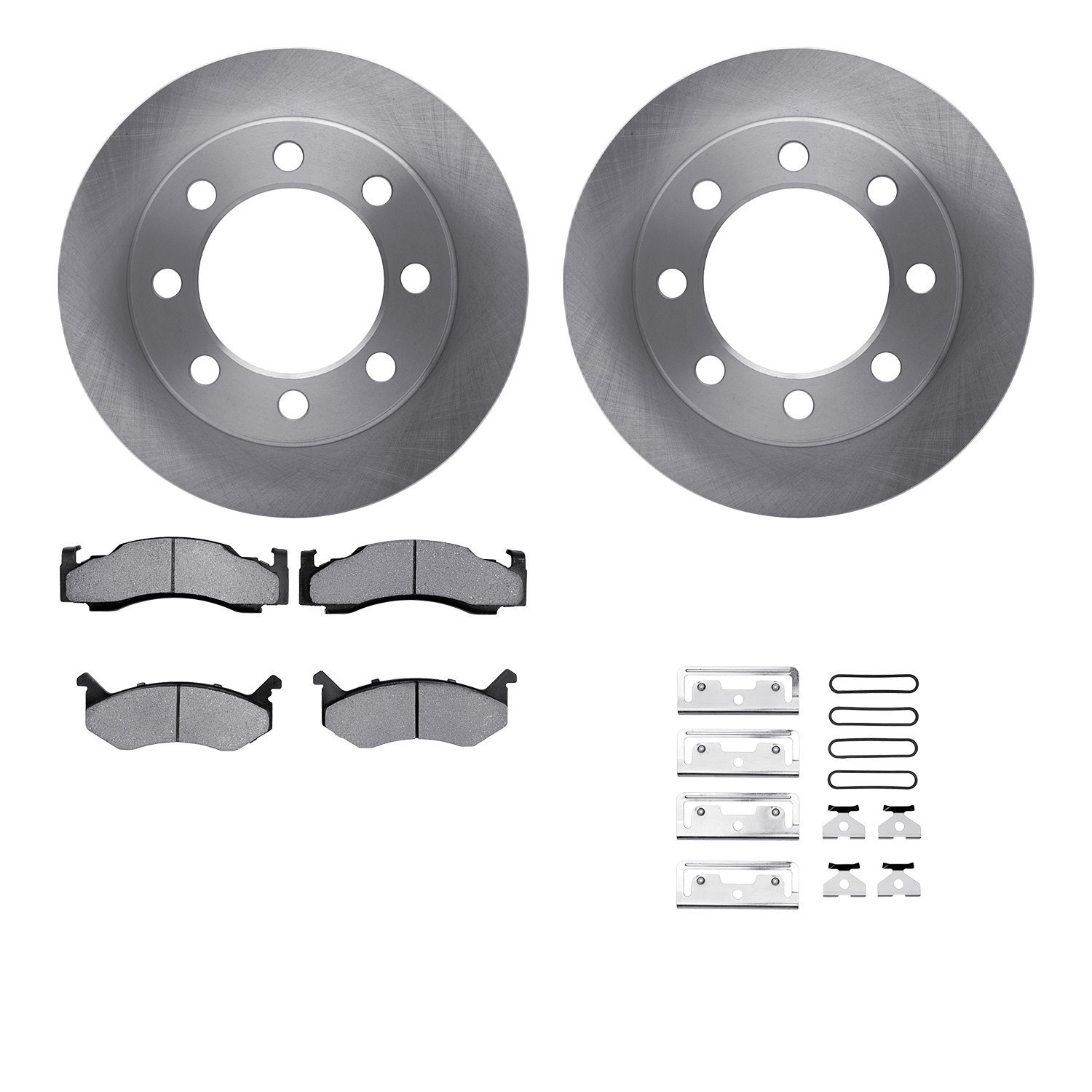 6512-40318 Brake Rotors w/5000 Advanced Brake Pads Kit with Hardware, 1973-1997 Mopar, Position: Front