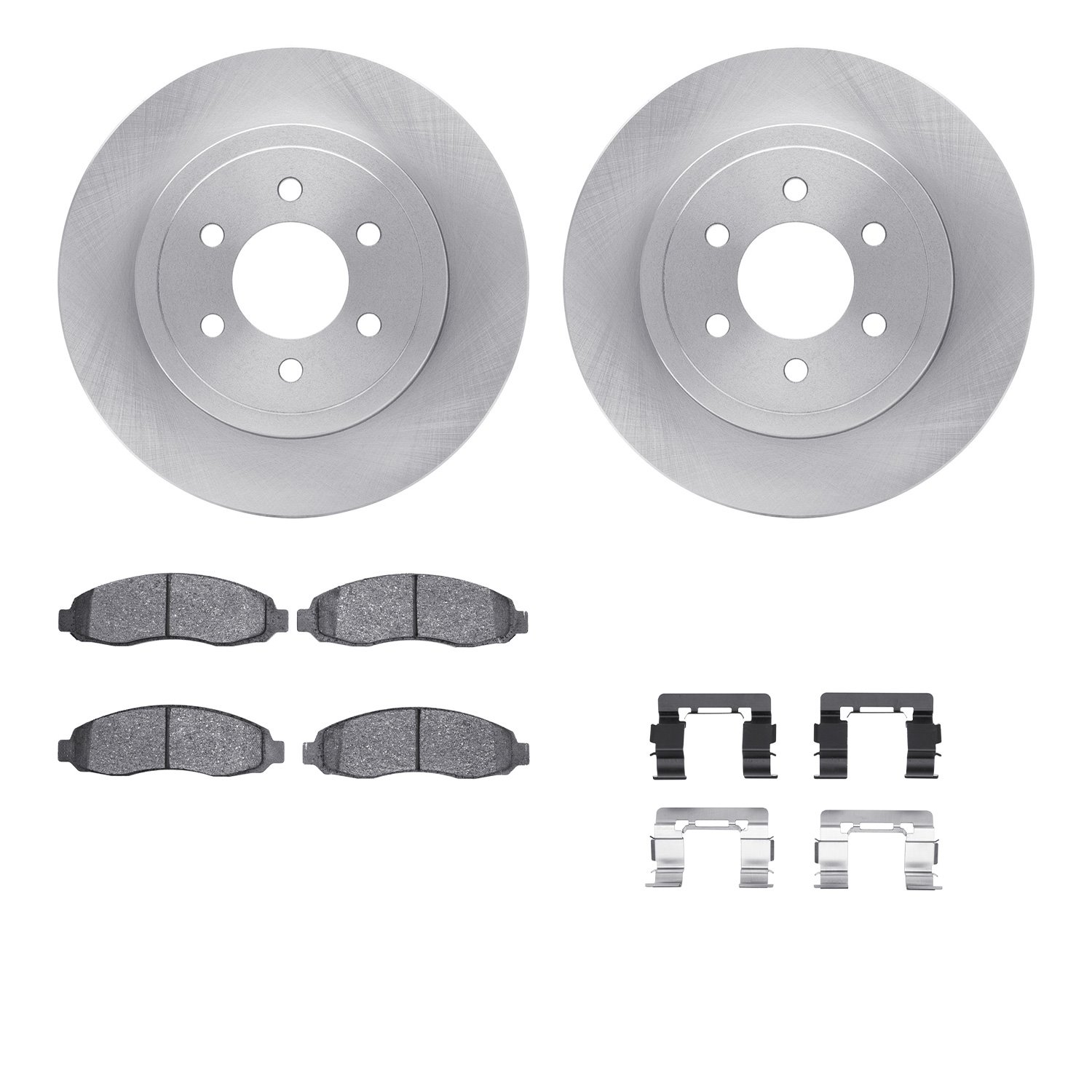 6512-40438 Brake Rotors w/5000 Advanced Brake Pads Kit with Hardware, 2003-2004 Mopar, Position: Front