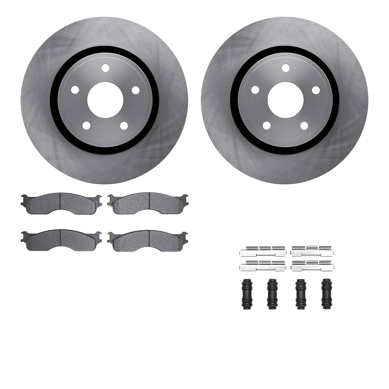 6512-40456 Brake Rotors w/5000 Advanced Brake Pads Kit with Hardware, 2004-2004 Mopar, Position: Front