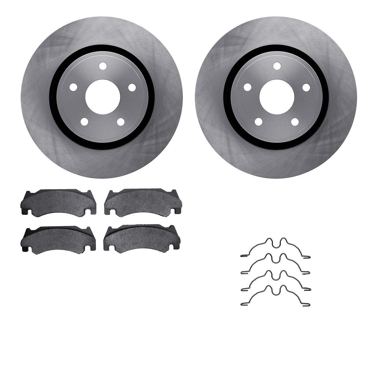 6512-40457 Brake Rotors w/5000 Advanced Brake Pads Kit with Hardware, 2005-2006 Mopar, Position: Front