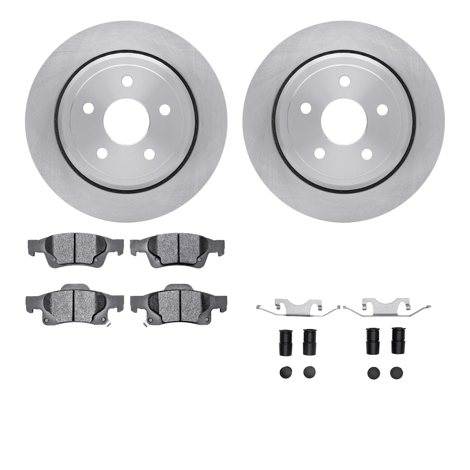6512-42071 Brake Rotors w/5000 Advanced Brake Pads Kit with Hardware, Fits Select Mopar, Position: Rear
