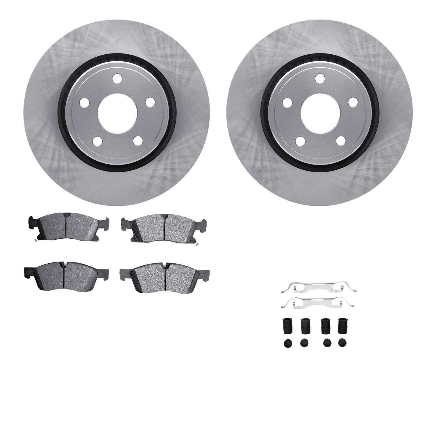 6512-42078 Brake Rotors w/5000 Advanced Brake Pads Kit with Hardware, Fits Select Mopar, Position: Front