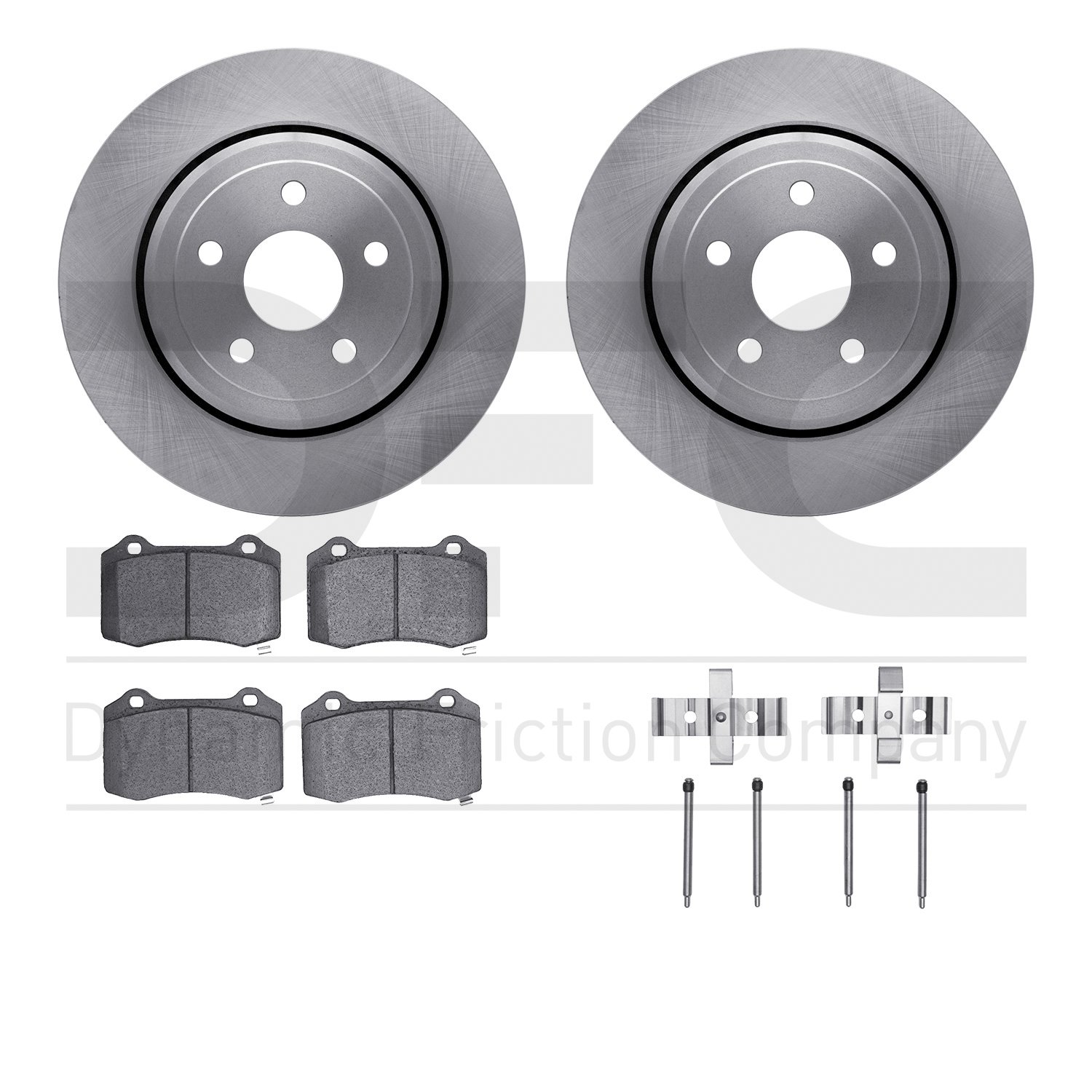 6512-42089 Brake Rotors w/5000 Advanced Brake Pads Kit with Hardware, Fits Select Mopar, Position: Rear