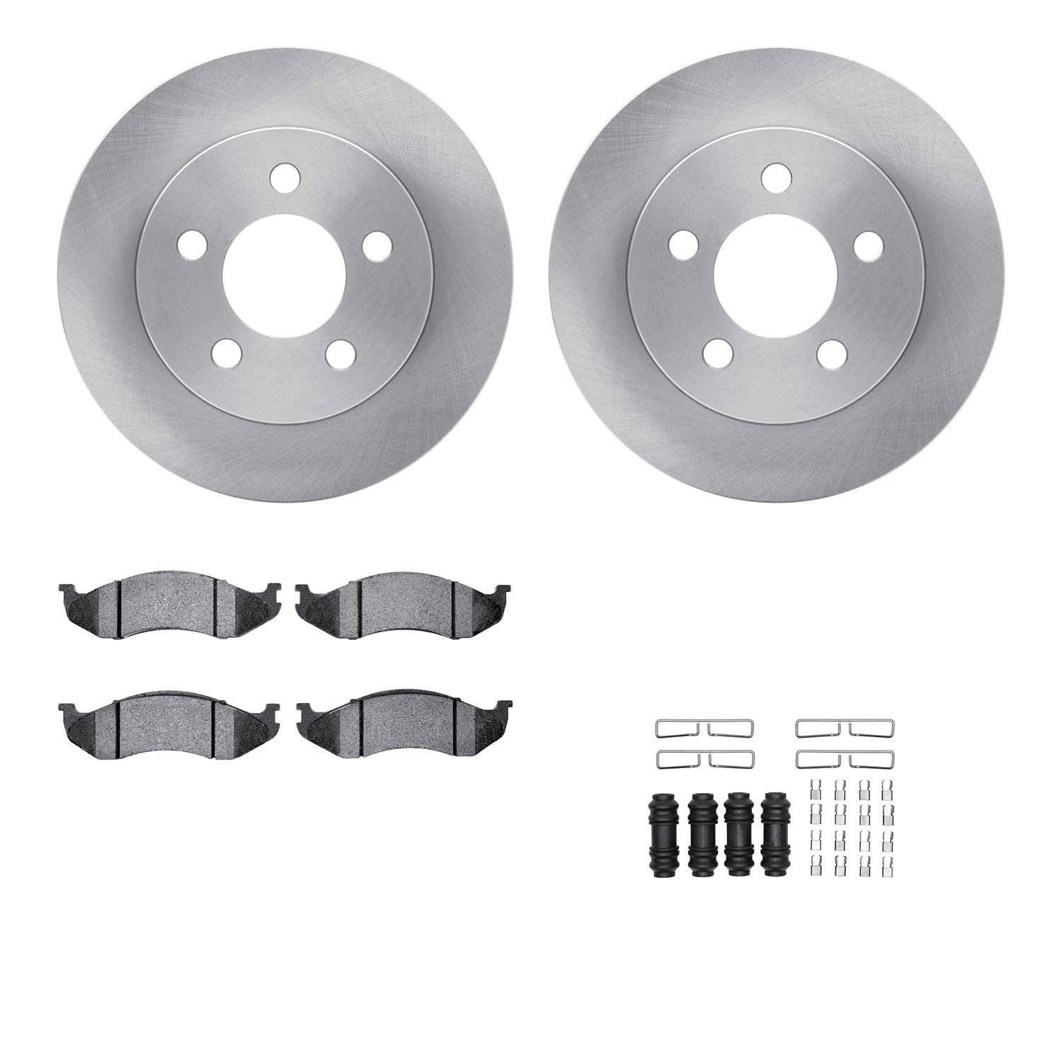 6512-42187 Brake Rotors w/5000 Advanced Brake Pads Kit with Hardware, 1999-2006 Mopar, Position: Front