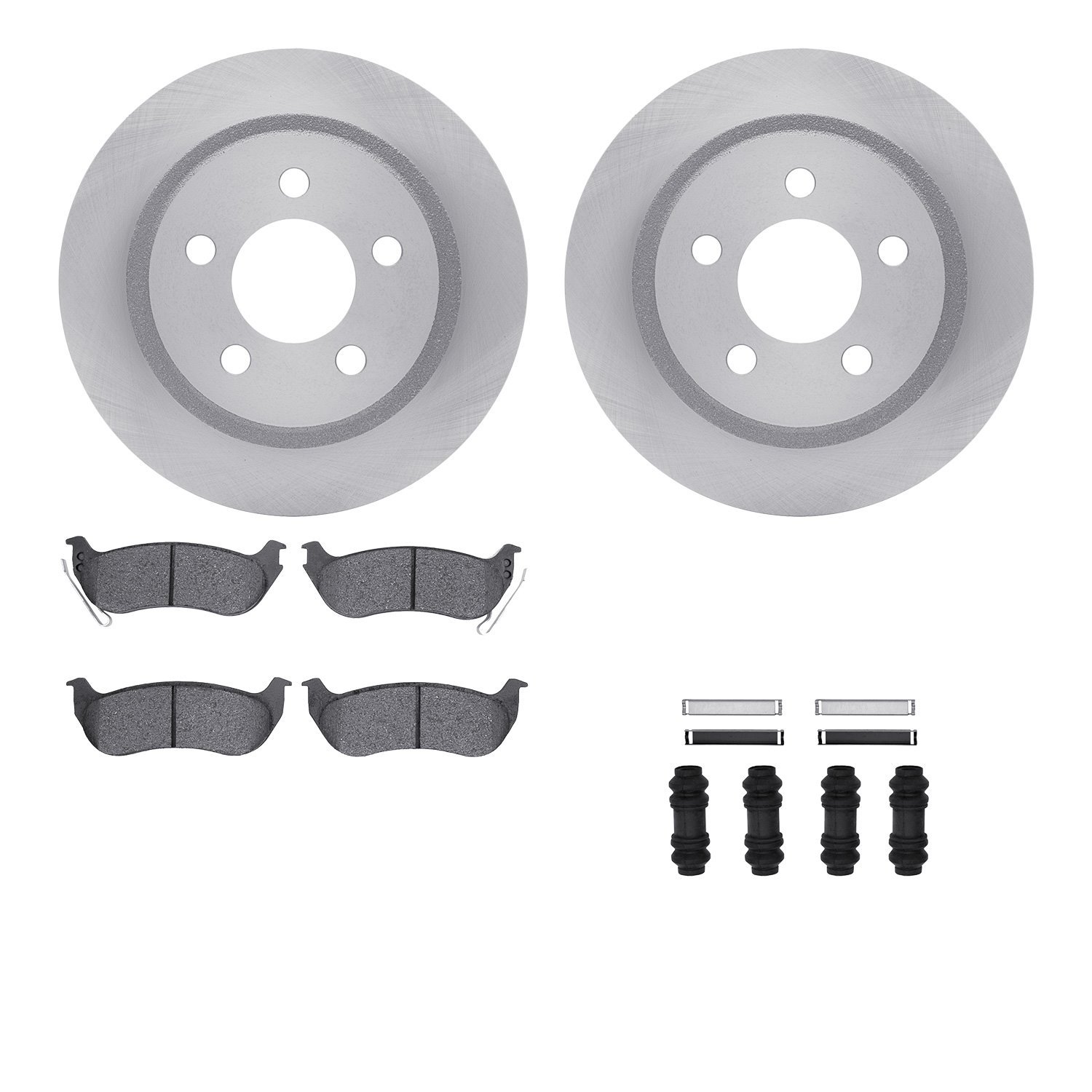 6512-42195 Brake Rotors w/5000 Advanced Brake Pads Kit with Hardware, 2003-2007 Mopar, Position: Rear